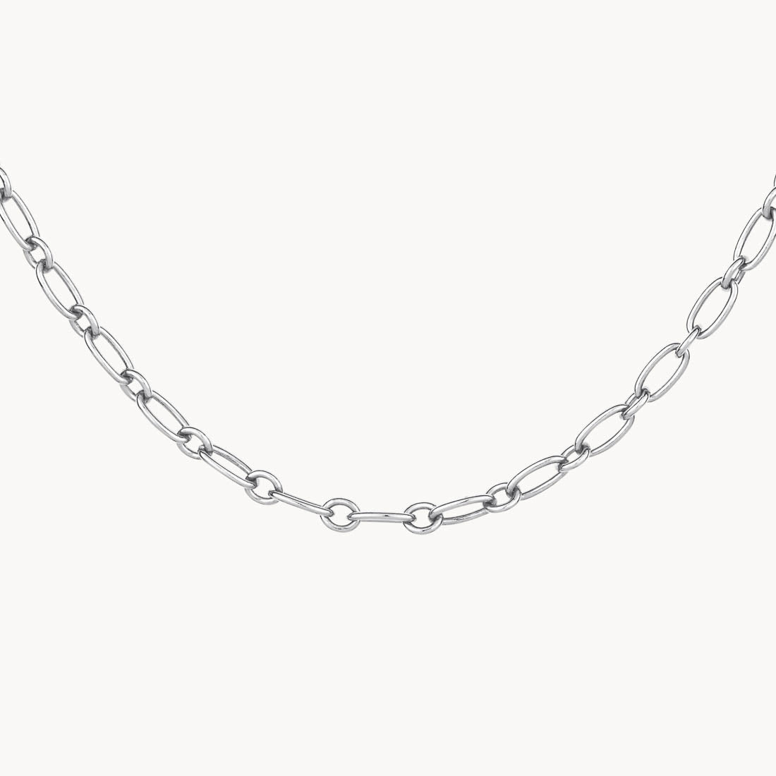 Silver Alternating Paperclip Chain Necklace - Trendy Layered Jewelry for Women, Perfect for Everyday Wear & Gift Giving