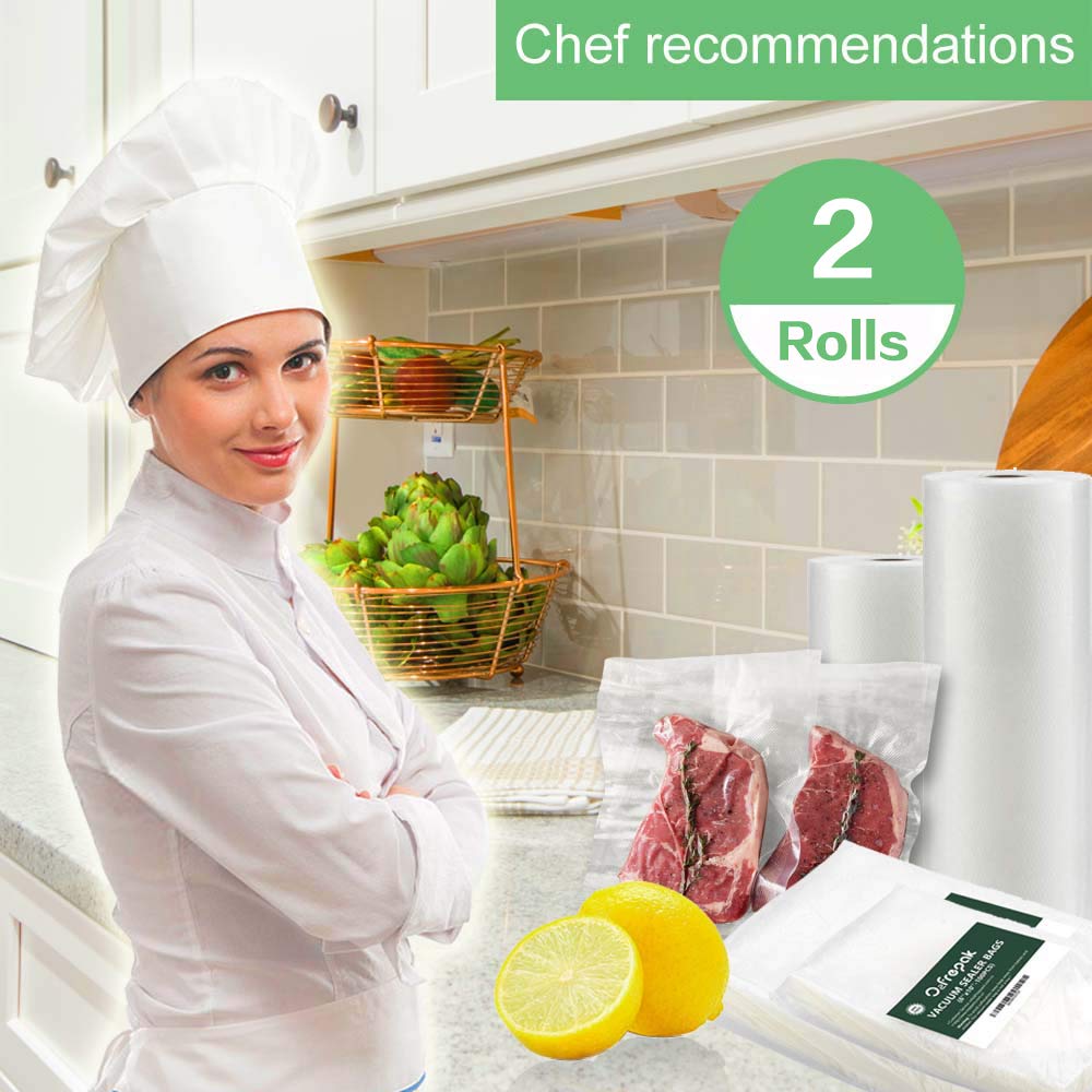 O2frepak 2-Pack (100 Feet Total) BPA-Free Heavy Duty Vacuum Sealer Bags - 11