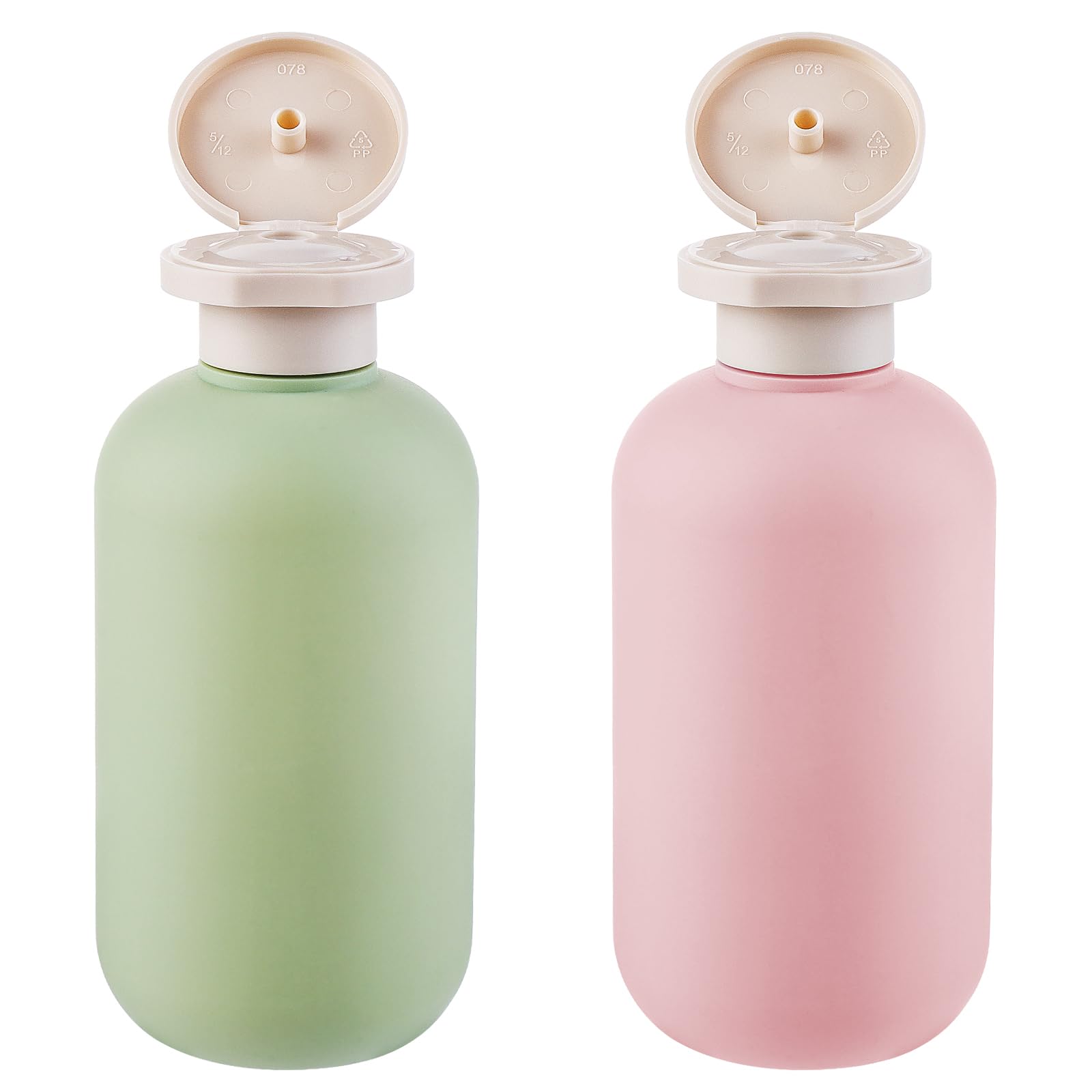 2 Pack Refillable Squeeze Bottles with Flip Cap - 200ML Travel Size Empty Plastic Bottles for Shampoo, Conditioner, Cream & Lotion (Green & Pink) | Perfect for Travel, Gym, Camping & Home Use