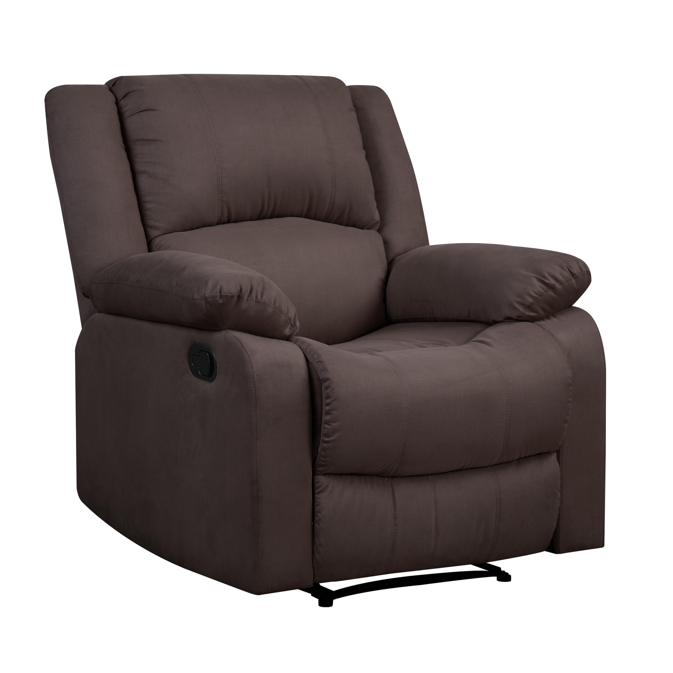 Warren Reclining Armchair - Standard Size in Chocolate Brown | Comfortable Lounge Chair for Living Room, Bedroom & Home Theater Relaxation