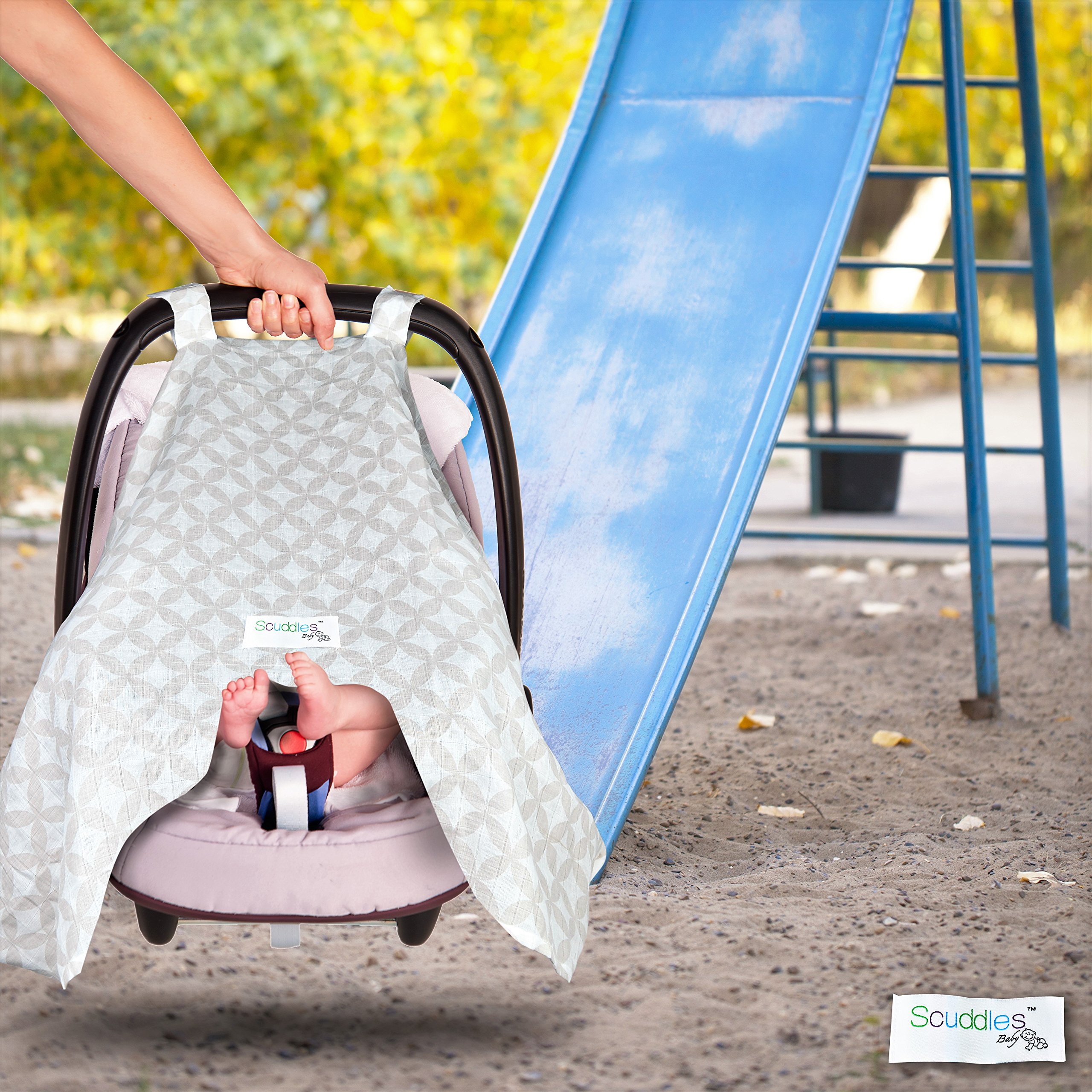 Scuddles Baby Car Seat Covers & Canopy - Universal Fit for All Car Seats, Sun Protection for Infants & Toddlers, Easy Installation & Machine Washable (SC-CC-01) | Perfect for Road Trips, Daily Commutes & Outdoor Adventures