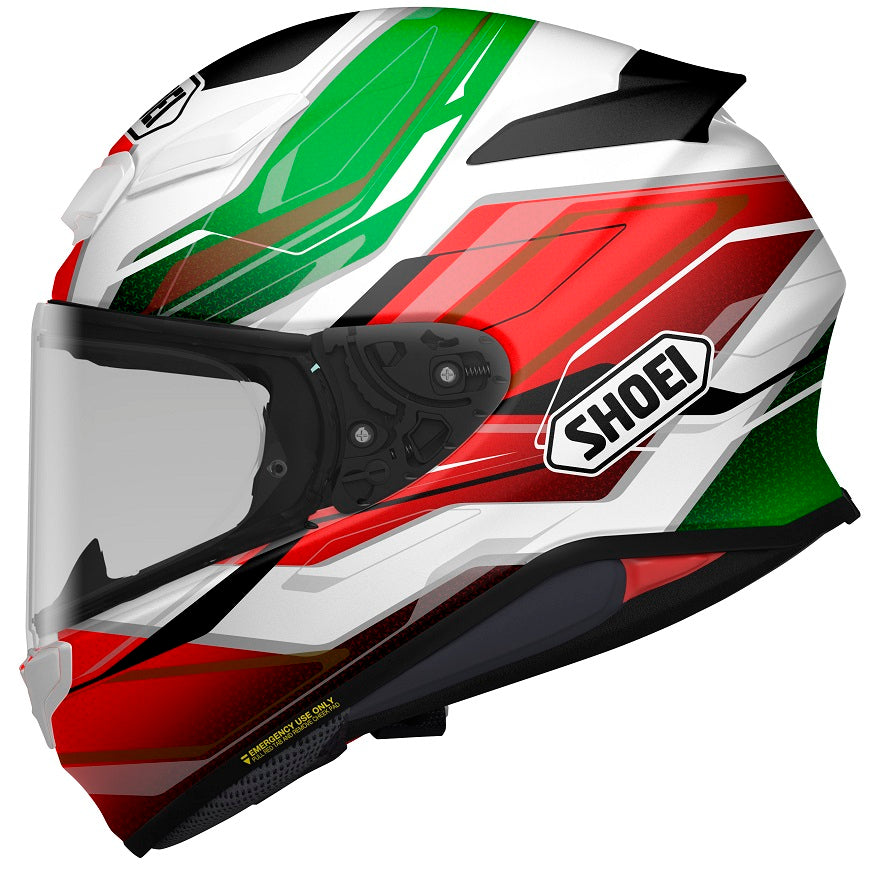 Shoei RF 1400 Full Face Motorcycle Helmet - Capriccio White/Red/Green - DOT & ECE Certified - Lightweight & Aerodynamic for Street Biking & Racing - Perfect for Commuting, Touring & Sport Riding