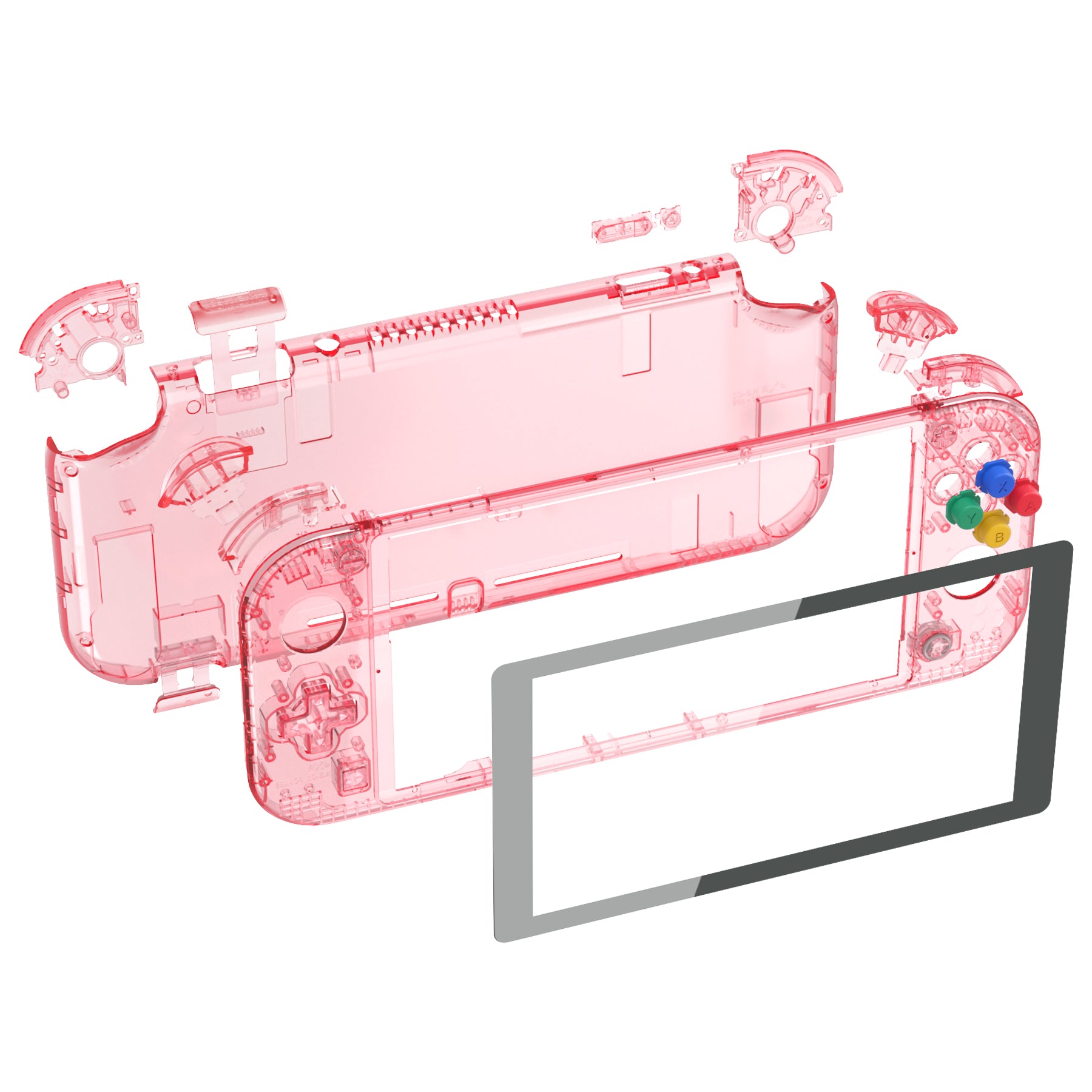 eXtremeRate Crystal Cherry Pink DIY Replacement Shell for Nintendo Switch Lite - Custom Controller Housing with Screen Protector | Durable Case Cover for NSL Handheld Console | Perfect for Gaming Enthusiasts & Personalization Lovers