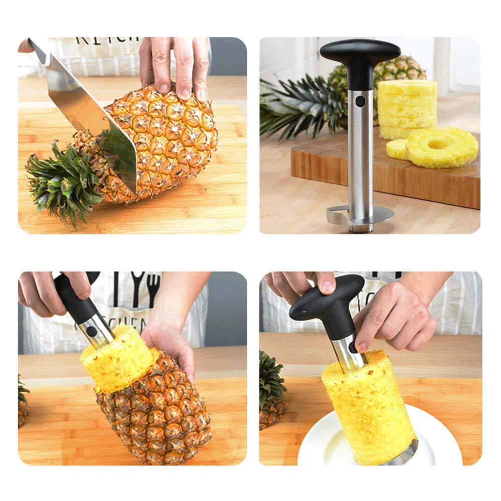 Premium Stainless Steel Pineapple Slicer & Corer - Easy Fruit Cutting Tool for Kitchen, BBQ, Party & Healthy Snacks