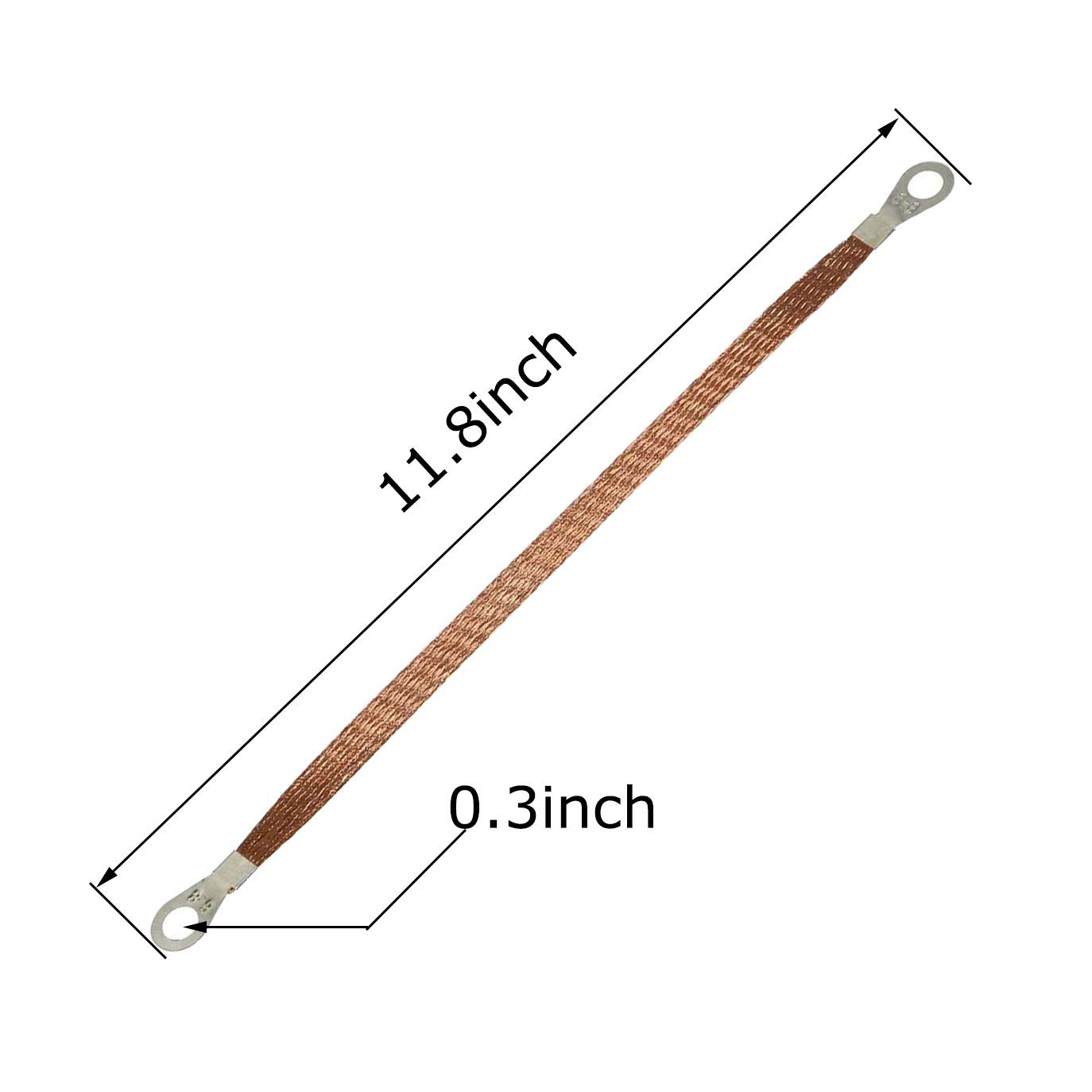 10pcs 300mm Braided Copper Ground Strap Wire with Terminals - Heavy Duty Automotive Engine Grounding Cable for Car, Truck, Boat Electrical System - Improve Vehicle Performance & Prevent Electrical Issues