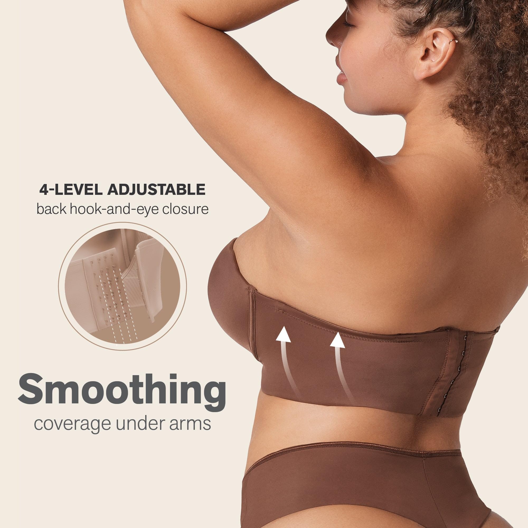 Leonisa Strapless Underwire Full Coverage Longline Bra for Women - Back Smoothing Bras | Perfect for Weddings, Evening Dresses & Special Occasions