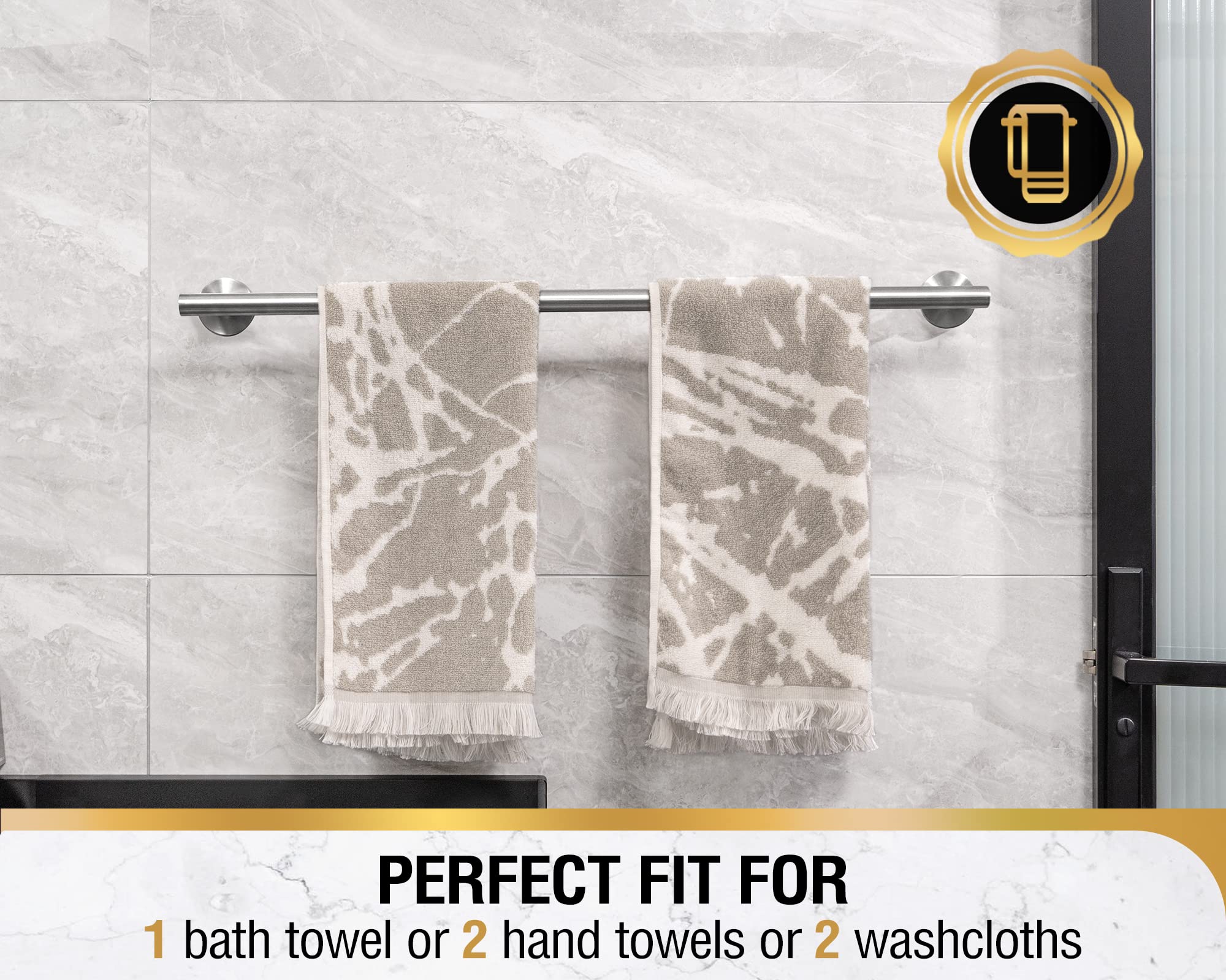 HITSLAM 25.7 Inch Brushed Nickel Towel Bar - Premium SUS304 Stainless Steel Bathroom Towel Rack - Wall Mounted Modern Bath Towel Holder with Hardware - Perfect for Bathroom, Spa, and Home Decor