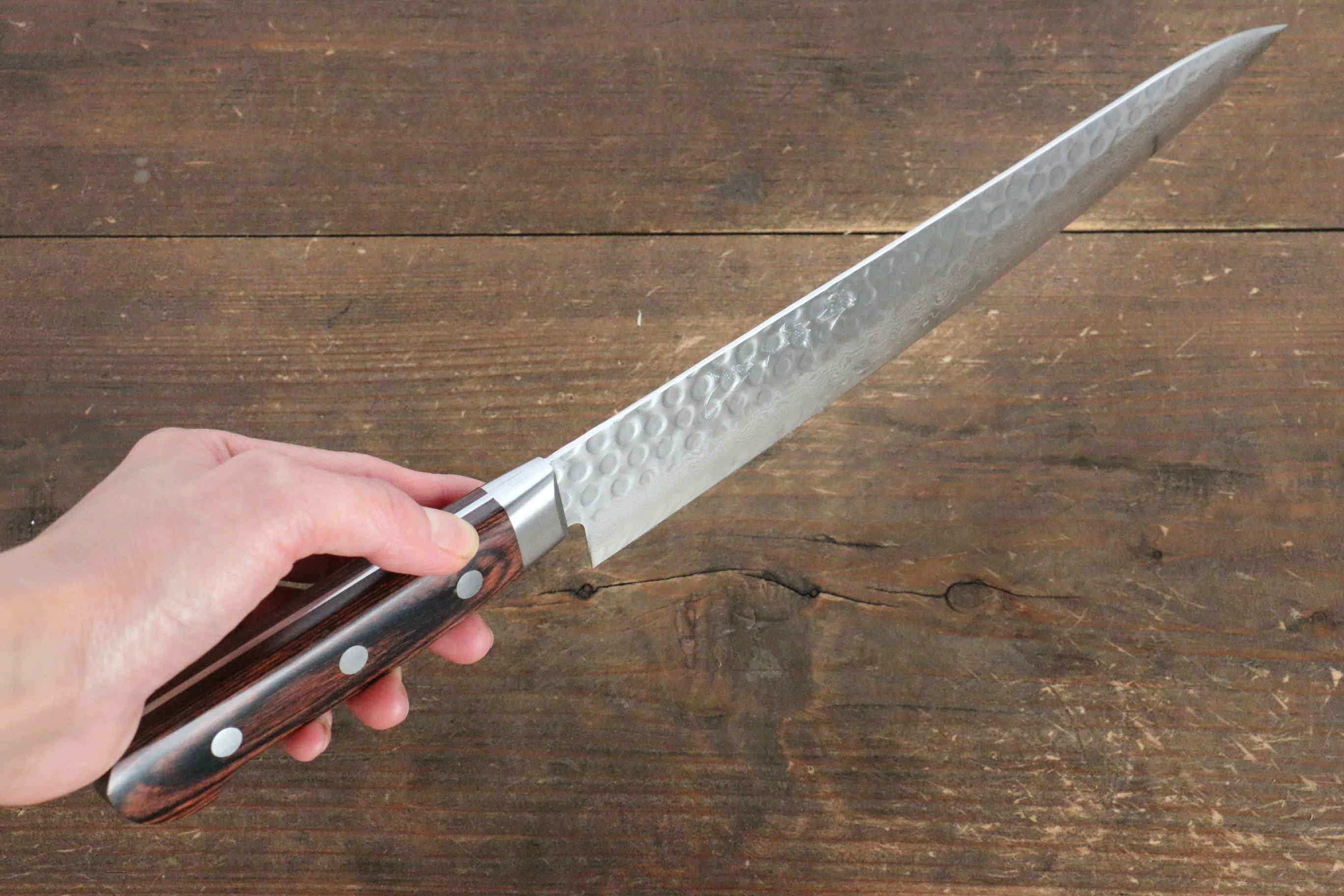 Premium Jikko VG10 17-Layer Sujihiki Knife 240mm - Japanese Sushi & Sashimi Chef Knife with Mahogany Handle - Perfect for Slicing Raw Fish, Meat & Vegetables