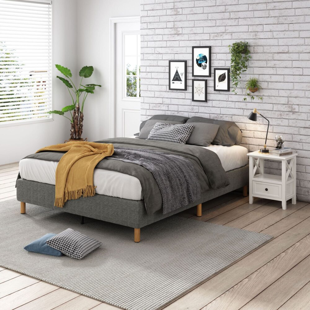 King Size Metal Bed Frame with Mattress Foundation - Dark Grey - Sturdy & Noise-Free Support for Master Bedroom, Guest Room, or Dorm