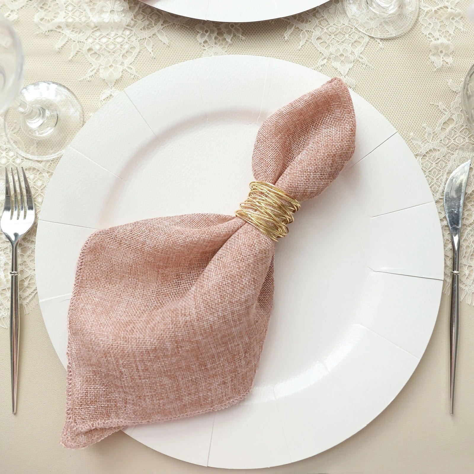 5 Rustic 19x19 Faux Burlap Dinner Napkins - Perfect for Farmhouse Weddings, Holiday Tablescapes & Rustic Home Decor