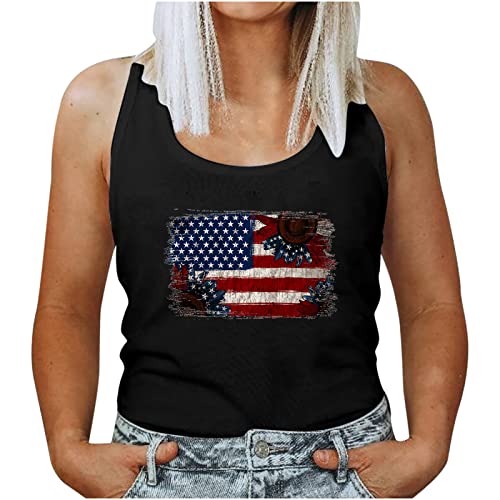 July 4th Women's Tank Tops - Loose Fit Sleeveless Shirts for Summer
