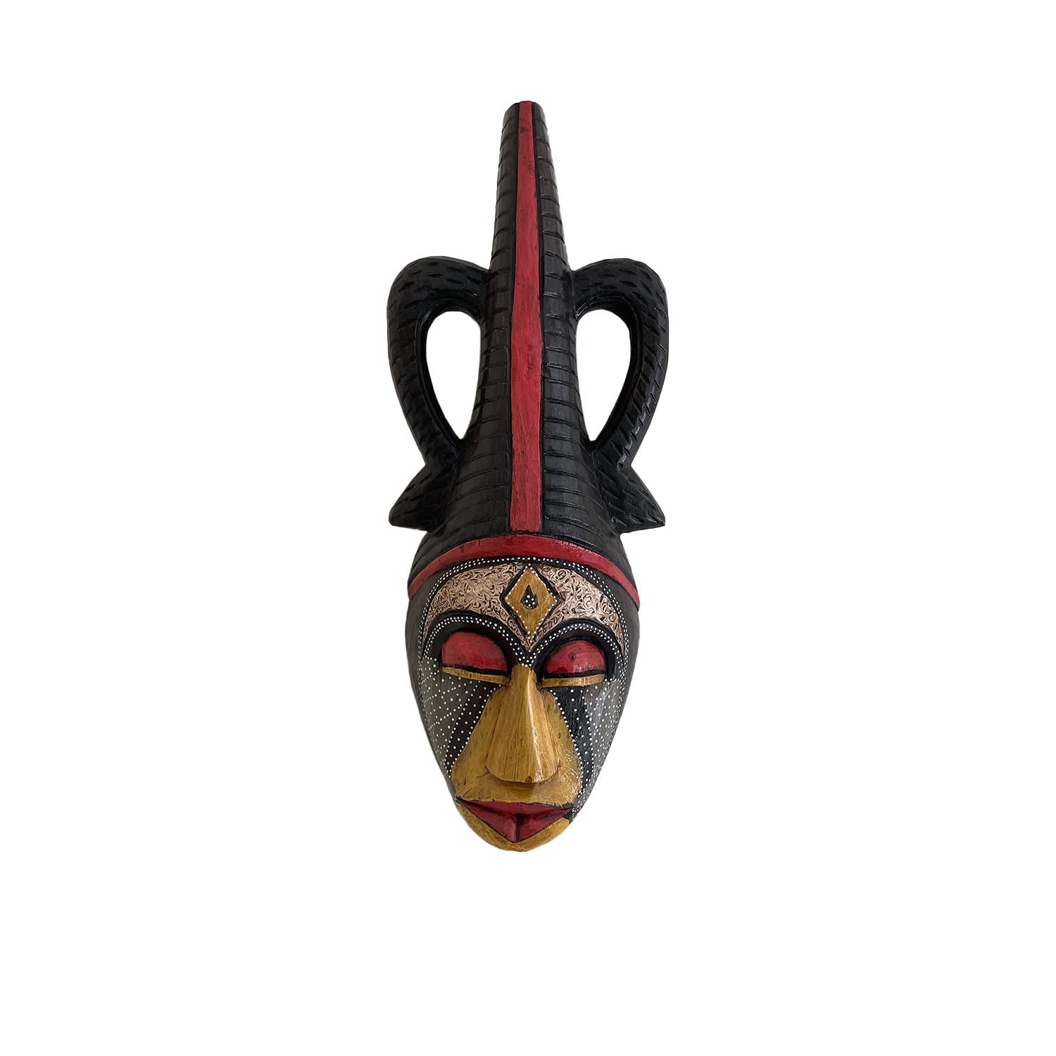 Hand Carved African Wooden Wall Mask - OMA Tribal Tiki Home Decor for Protection & Good Luck | Perfect for Living Room, Bedroom & Office Wall Art