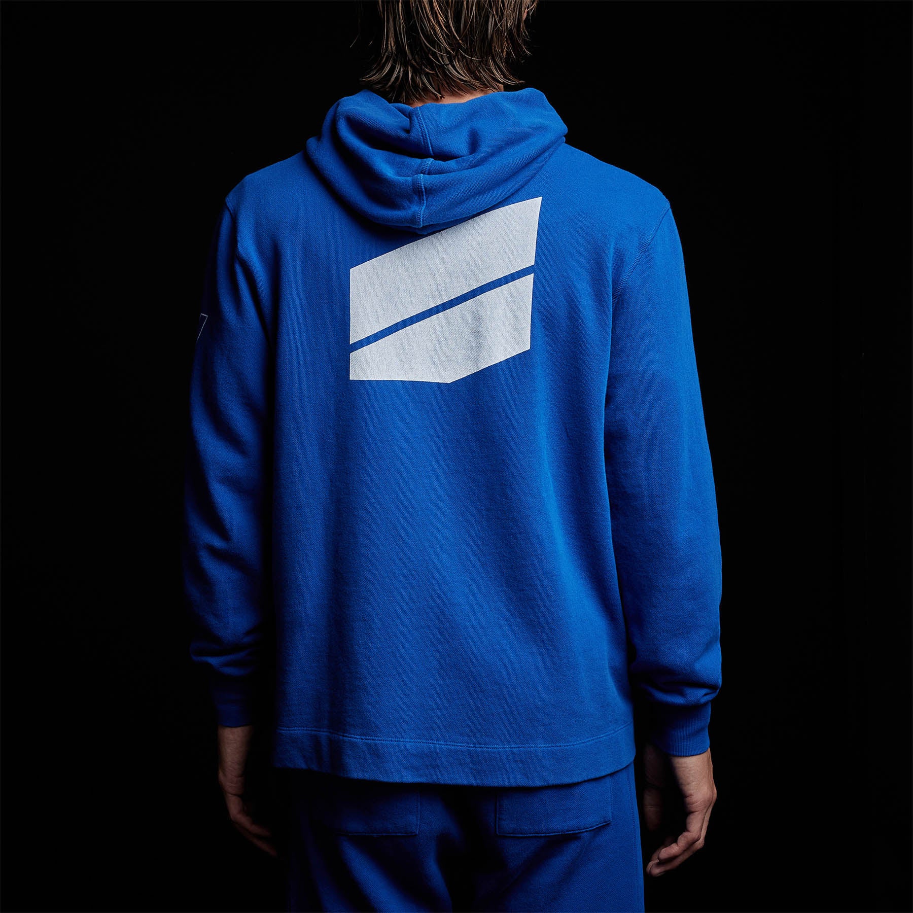 French Terry Pullover Hoodie for Men & Women - Soft Royal Blue & White Cotton Blend Sweatshirt - Casual Loungewear, Gym, Outdoor Activities