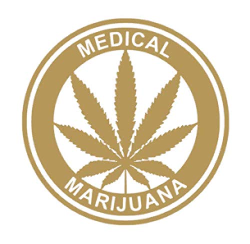 Premium Medical Marijuana Vinyl Stickers (2-Pack) - 11x11 Inch Gold Decals for Cars, Windows, Laptops, Tablets & Phones - Waterproof & UV Resistant for Outdoor & Indoor Use