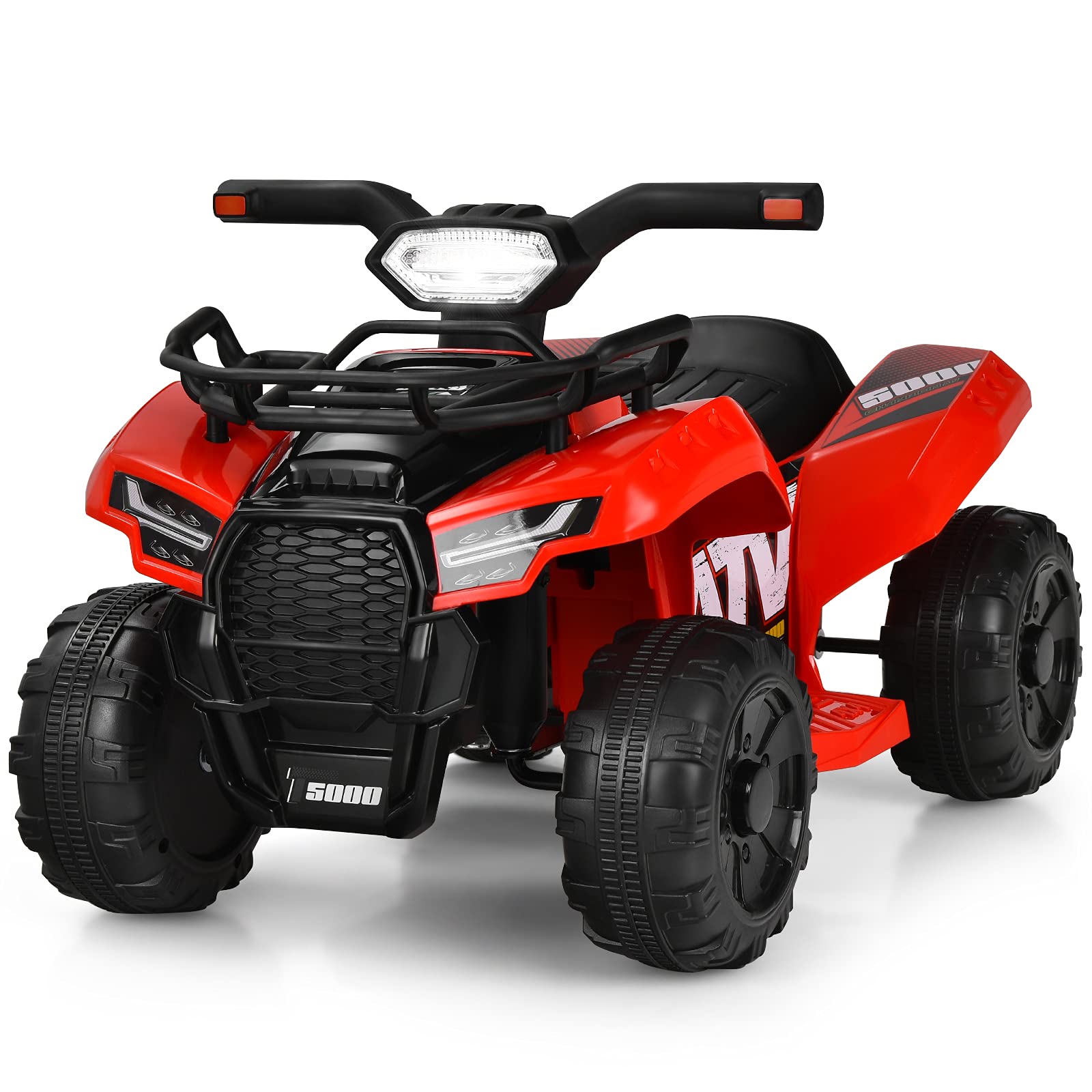 Costzon 6V Kids Electric ATV Quad - Battery Powered Ride-On Toy with Storage Basket, Headlights, Horn & Music for Toddlers 18-36 Months | Outdoor Play, Birthday Gift for Boys & Girls (Red)