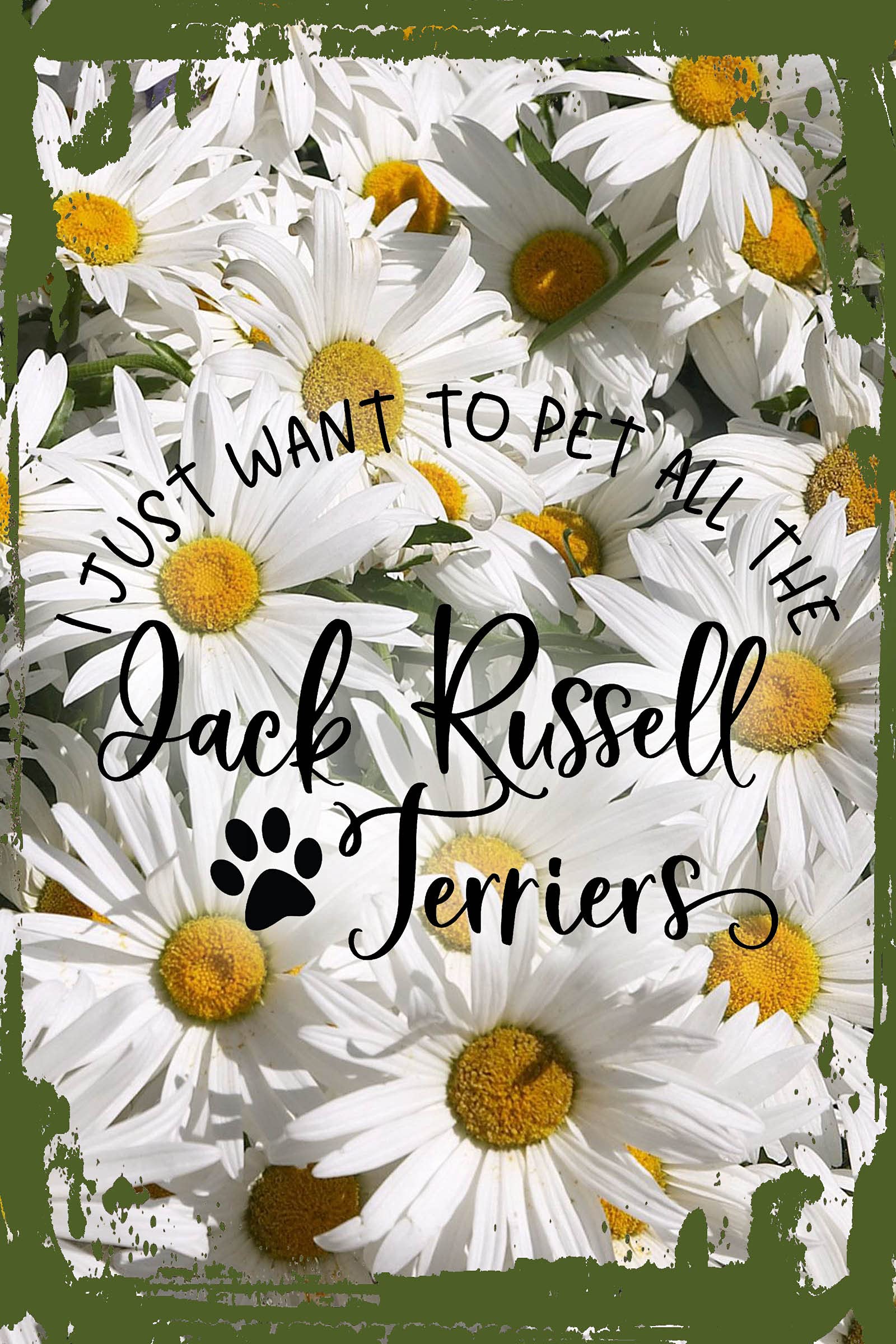 Funny Jack Russell Terrier Wall Art - Daisy Flower & Dog Lover Decor - 8x12 Inches Hanging Sign - Perfect for Pet Lovers, Home Office & Living Room Decor