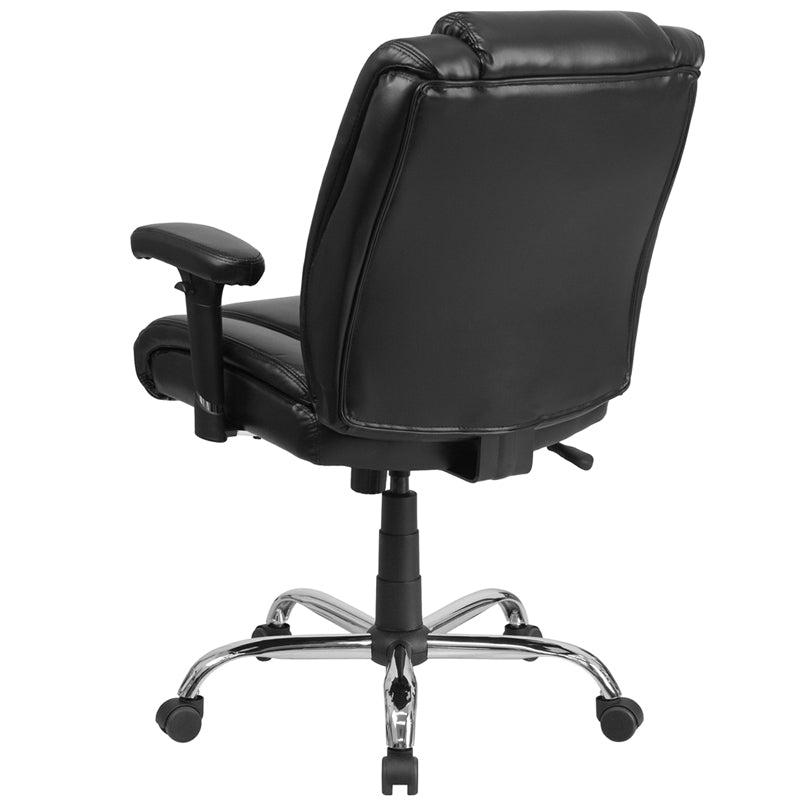 FLASH HERCULES Series 400 lb Capacity Big & Tall Ergonomic Office Chair - Black LeatherSoft Executive Chair with Adjustable Arms & Chrome Base - Perfect for Home Office, Gaming & Workspaces