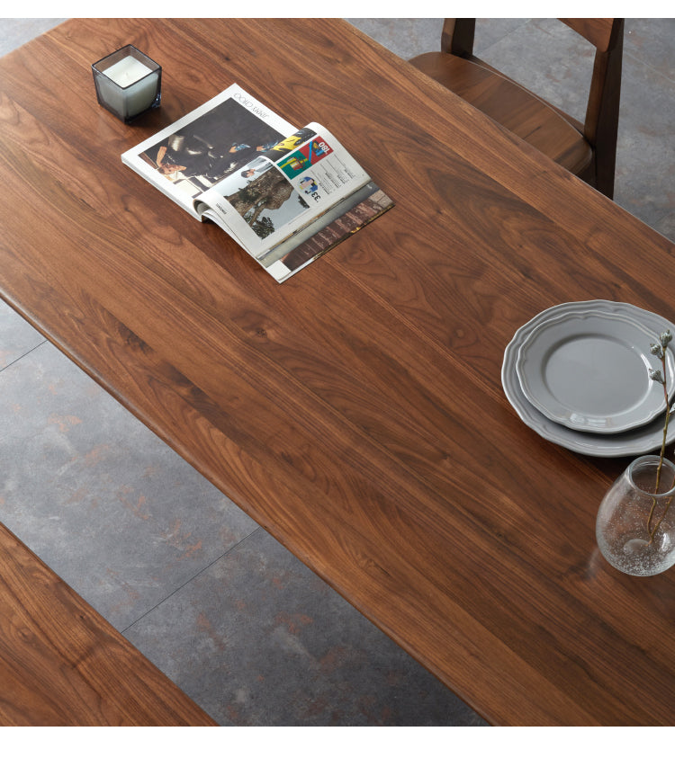 Premium Black Walnut Solid Wood Dining Table - Handcrafted Rustic Farmhouse Style - Perfect for Family Gatherings & Dinner Parties