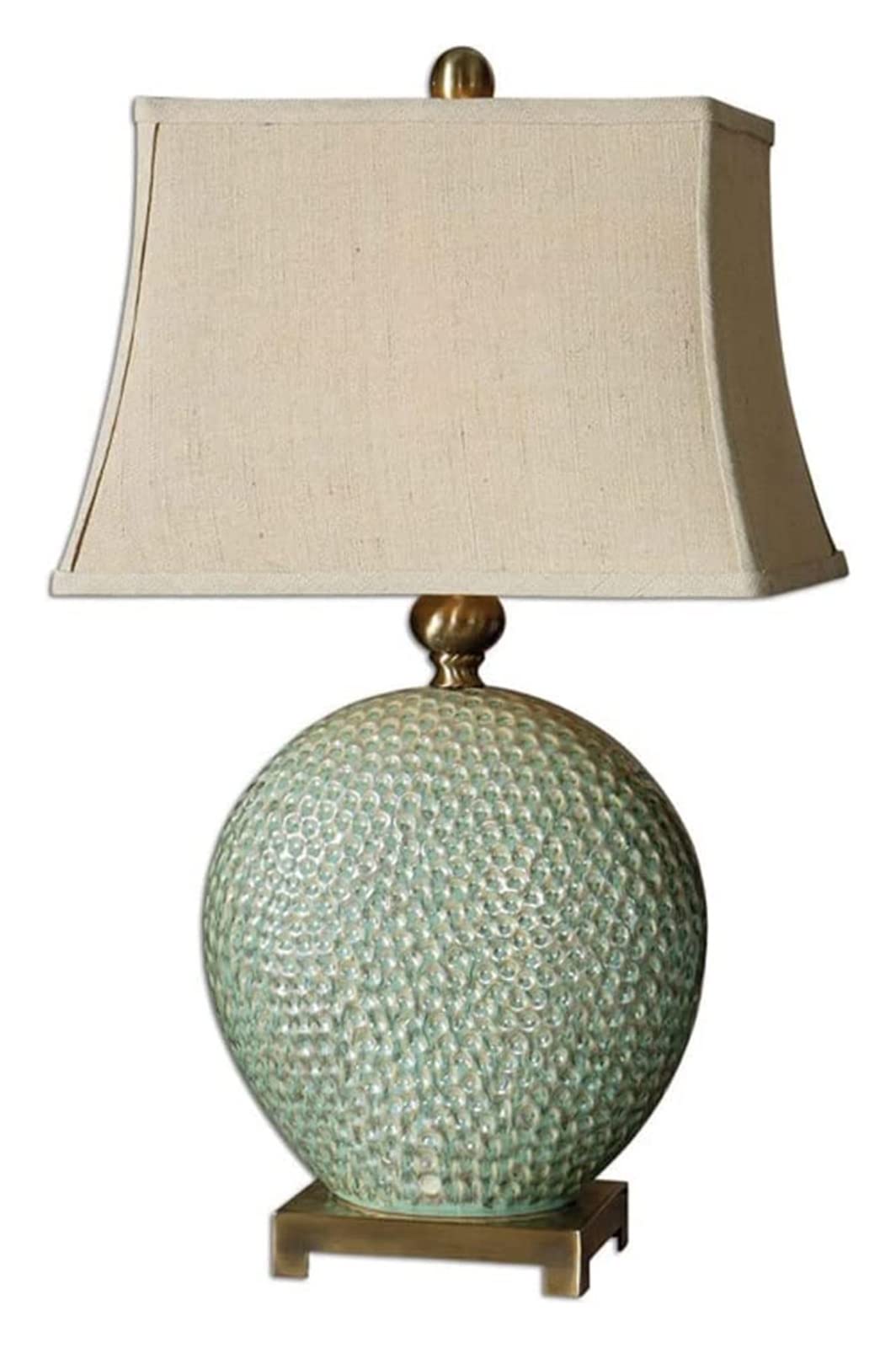 Vintage Ceramic Table Lamp - Mid-Century Modern Rectangle Design with Concave-Convex Glazed Finish for Living Room, Bedroom, Study & Office - Perfect for Home, Hotel & Villa Decoration (Desk Lamp, Nightstand Lighting)