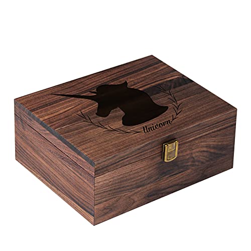 Vintage Unicorn Keepsake Box - Wooden Memory Jewelry Storage Box for Photos, Toys & Mementos | Handcrafted Decorative Gift Crate for Bedroom, Nursery & Wedding Souvenirs