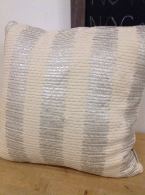 18 Inch Ivory & Silver Stripe Decorative Pillow - Soft Luxury Throw Pillow for Sofa, Bed, Couch & Home Decor