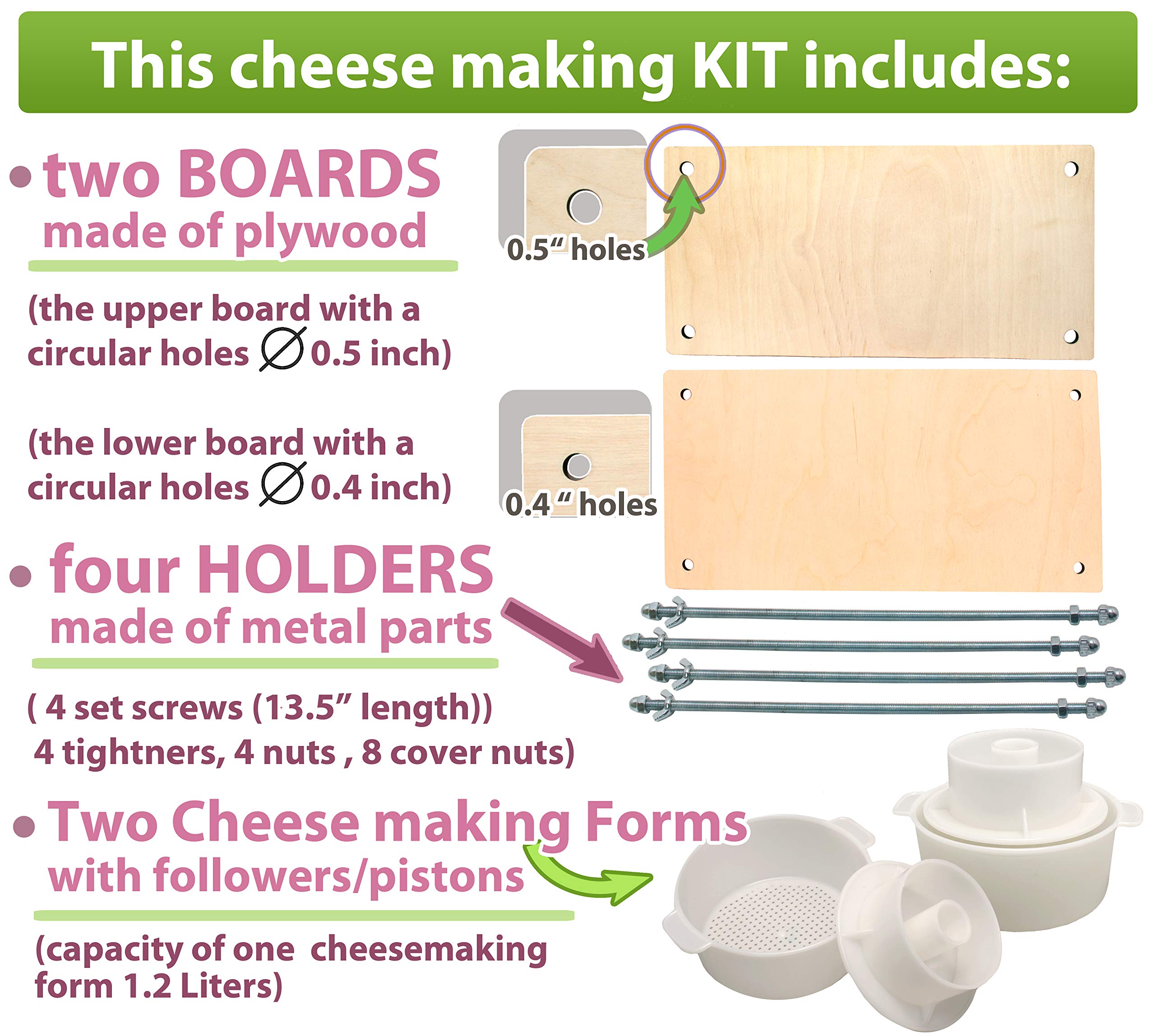 Premium Wooden Cheese Press Kit - 12
