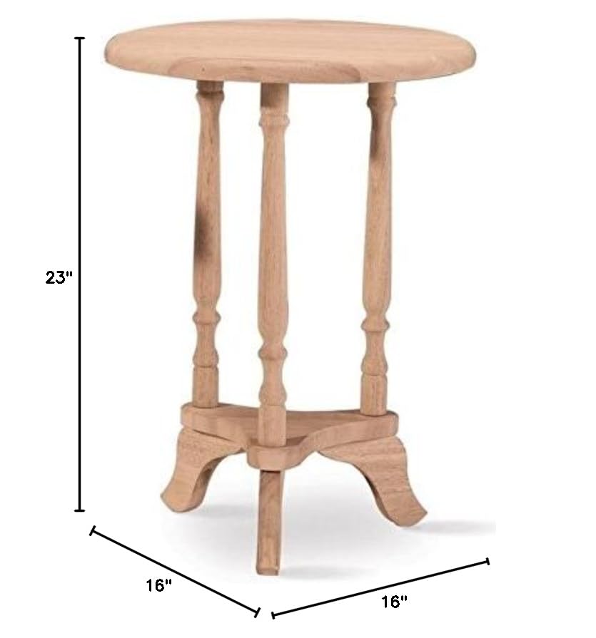 Pemberly Row Unfinished Natural Wood Plant Stand Table for Garden, Round Side Accent Table for Living Room, Tall Pedestal End Table - Perfect for Indoor Plants, Home Decor & Outdoor Patio Furniture