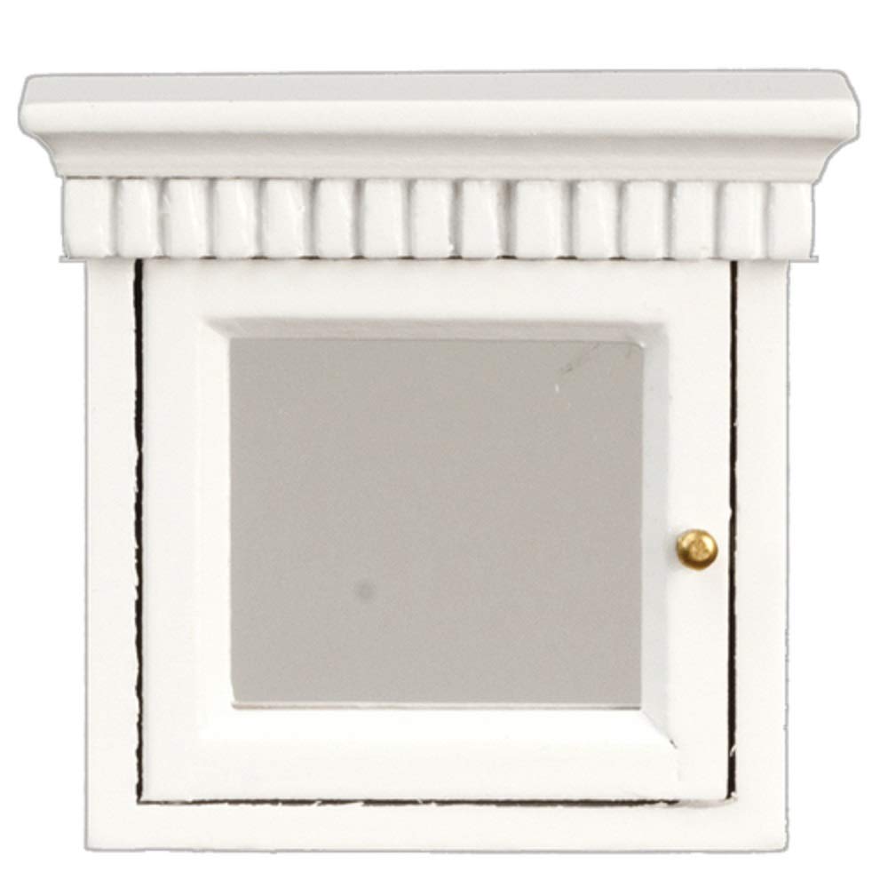 Miniature White Mirrored Medicine Cabinet for Dollhouse - Perfect for DIY Dollhouse Decor, Miniature Bathroom Accessories & Craft Projects