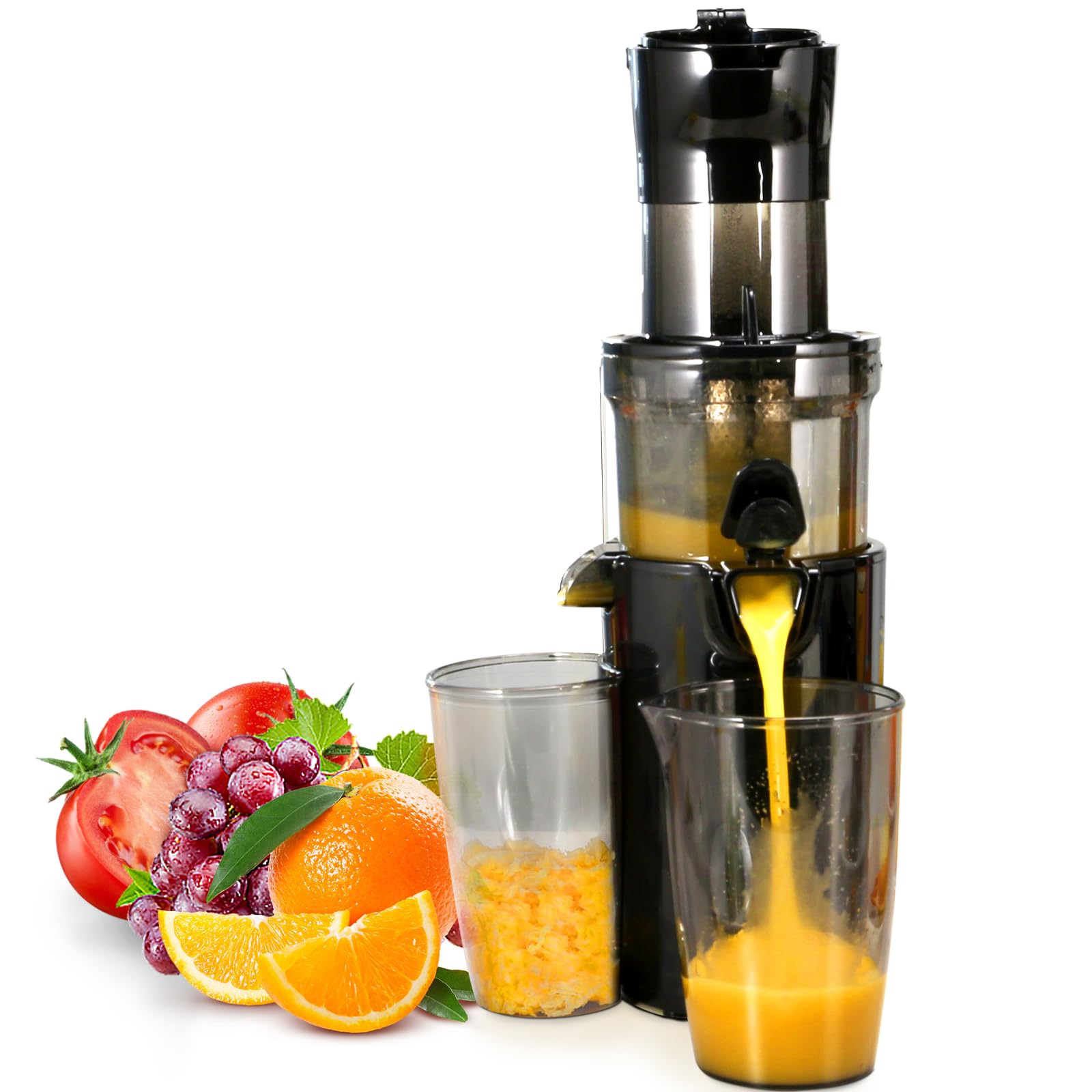 VEVOR Slow Masticating Juicer - Cold Press Juicer Machine with High Juice Yield, Easy to Clean with Brush - Perfect for Fruits, Vegetables, Wheatgrass & Healthy Juicing at Home, Gym or Office