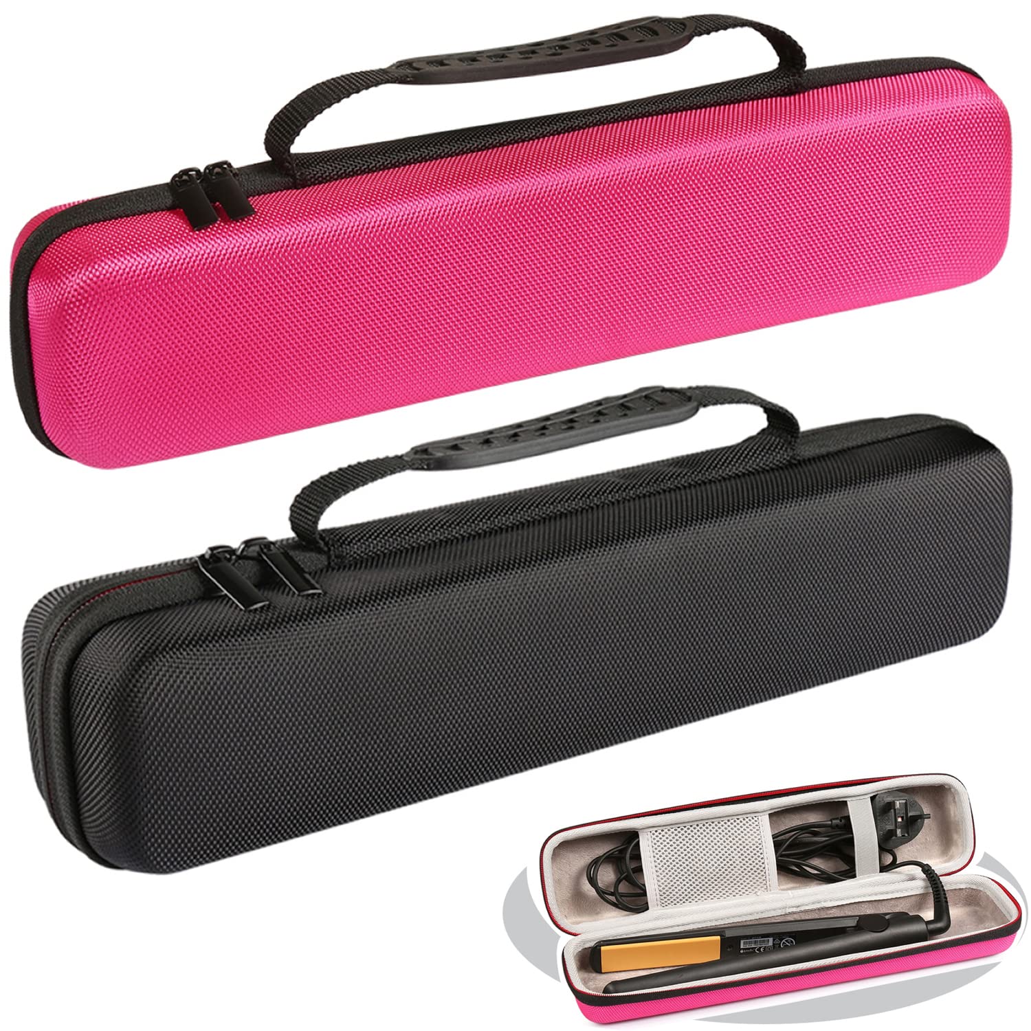 ZbFwmx Travel Case for Hair Straightener & Curling Iron - Heat Resistant Hot Tools Organizer Bag for Flat Iron, Electric Comb & Styler (Black Only) - Perfect for Salon Professionals & Travel Accessories