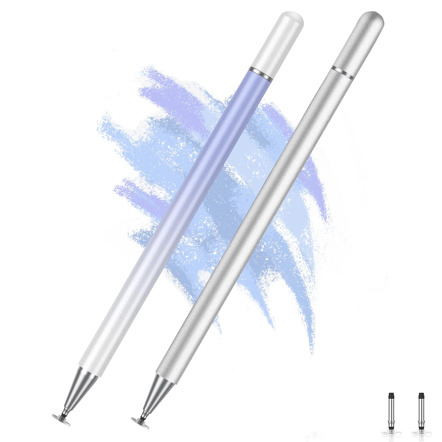 Premium Stylus Pen (2 Pack) - Magnetic Disc Tip for High Precision, Universal Touch Screen Compatibility with iPad, iPhone, Android & Microsoft Tablets - Perfect for Drawing, Note-Taking & Digital Signatures