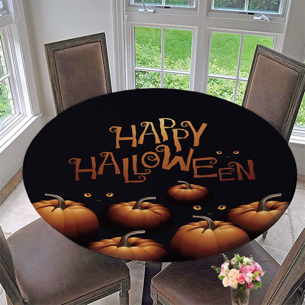 Waterproof Halloween Table Cover with Elastic Edge - Round Tablecloth 55