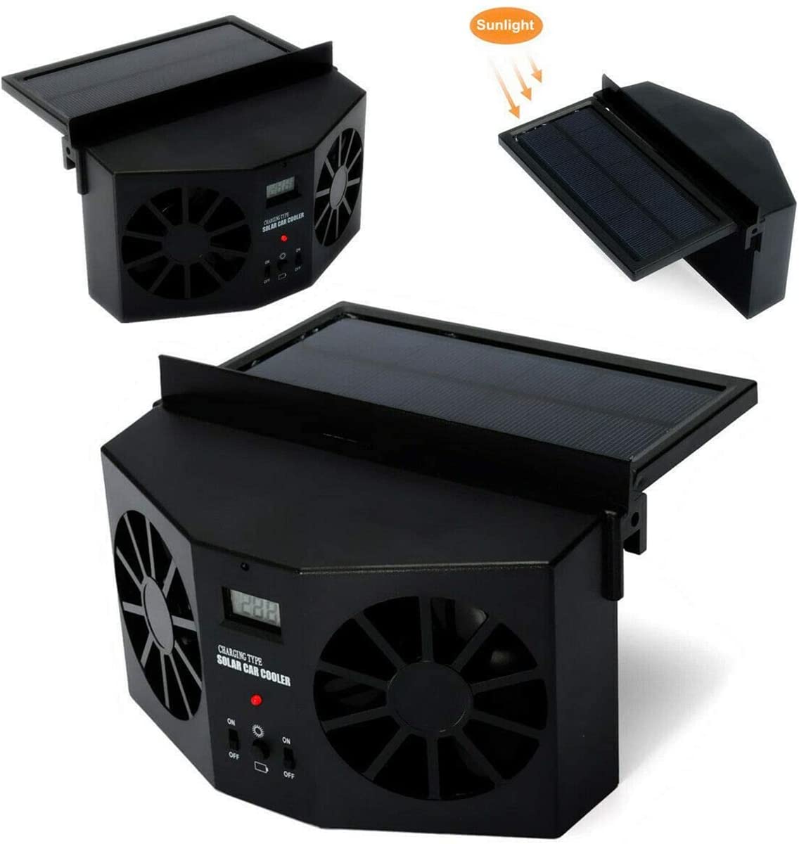 Solar Powered Car Window Fan - Energy Efficient Auto Ventilation & Air Purifier for Front/Rear Windows - Perfect for Hot Weather & Parked Car Cooling