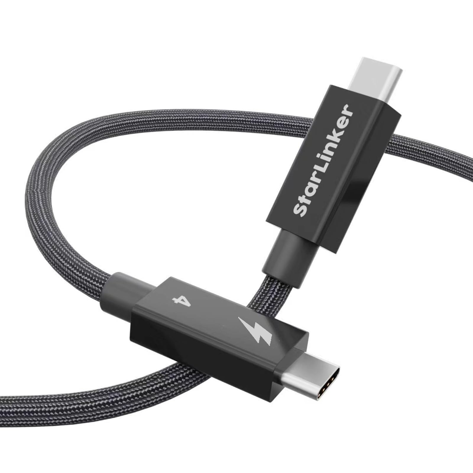 Thunderbolt 4 Cable 40Gbps 8.2ft (2.5m) Braided - USB C to USB C PD Charging, High Speed Data Transfer & 8K@60Hz 4K@144Hz - Compatible with Thunderbolt 3/USB4, MacBook Pro, iPad Pro, Docking Station, eGPU, Monitor, SSD - Perfect for Home Office, Gaming & 4K Video Editing