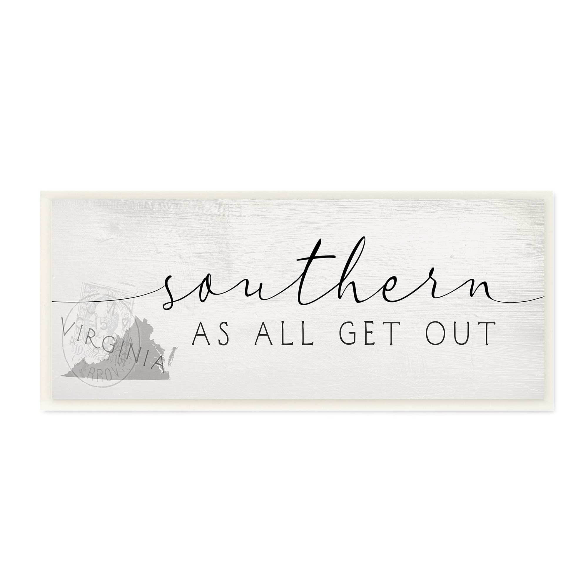 Stupell Industries Virginia State Southern As All Get Out Sentiment - Rustic Home Decor for Southern Living Rooms, Farmhouse Kitchens & Country Bedrooms