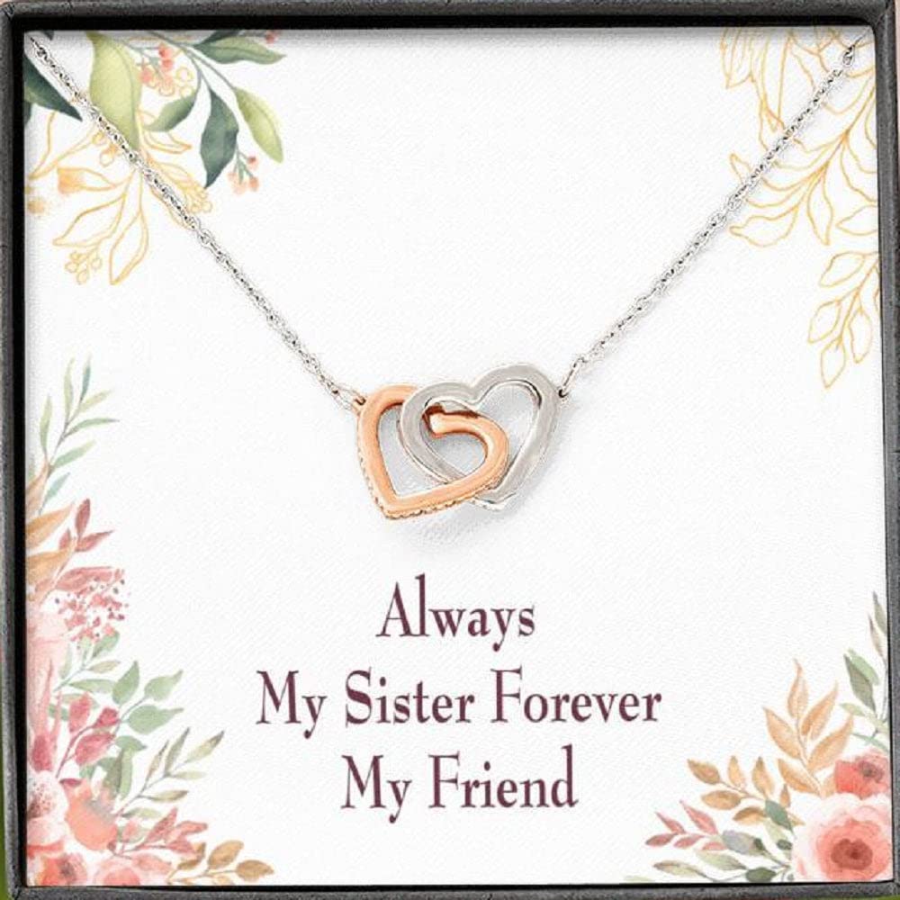 My Sister Forever Inseparable Love Pendant - 18k Rose Gold Necklace with 16