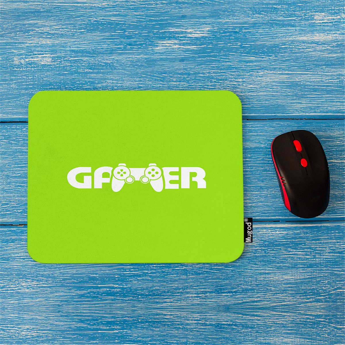 Premium Gaming Mouse Pad with Green Button - Non-Slip Rubber Base, 7.9x9.5 Inches - Perfect for PC, Laptop & Office Use - Gamer Logo Design for Enhanced Gaming Experience