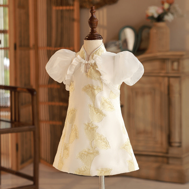Elegant Baby Baptism Dresses for Girls - Lace Puff Sleeve First Communion Gowns - Perfect for Christening, Baptism & Special Church Occasions