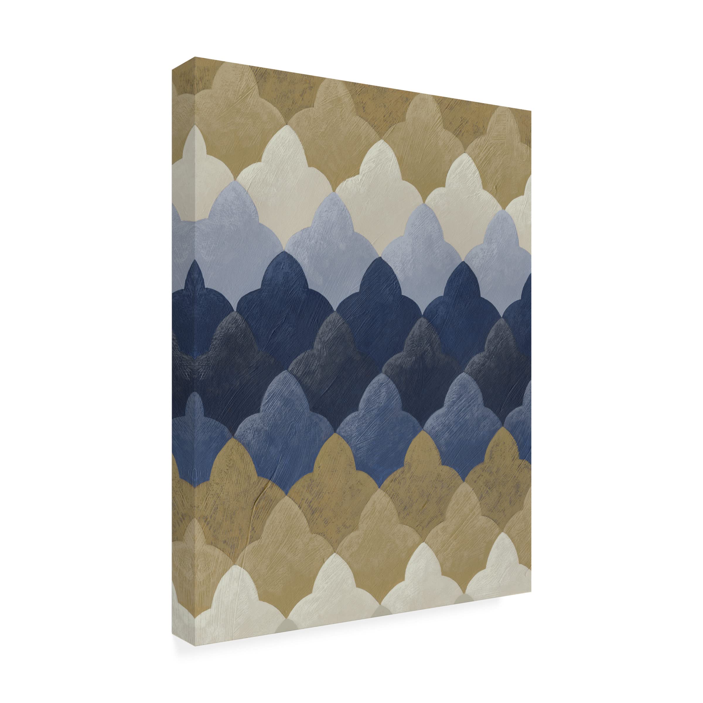 Trademark Fine Art 'Navy Motif I' Canvas Wall Art by Chariklia Zarris - Blue Nautical Home Decor for Living Room, Bedroom & Office
