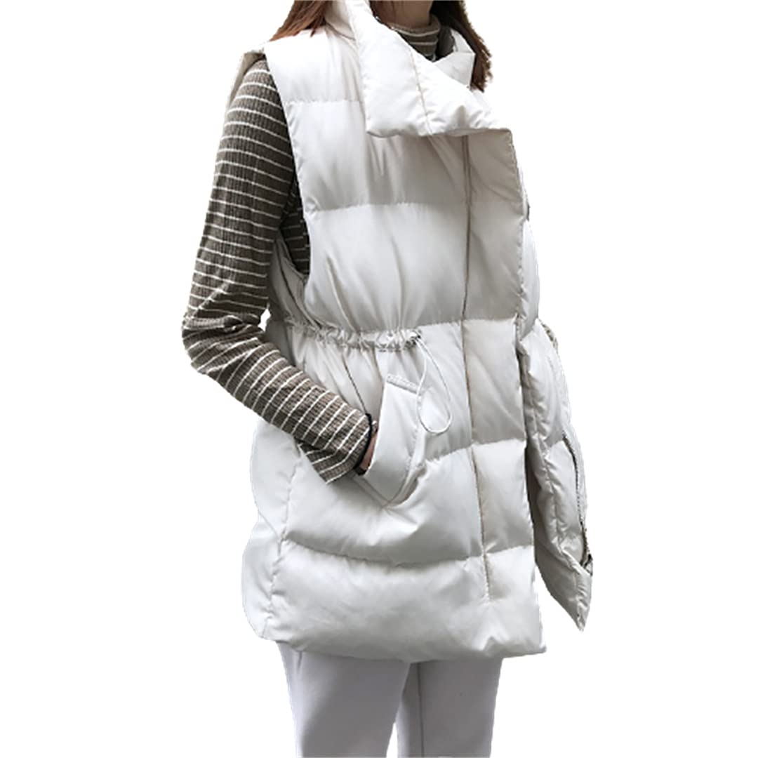 Women's Lightweight Stand Collar Zip Padded Vest - Winter Warm Quilted Waistcoat with Long Design | Perfect for Outdoor Activities, Layering Under Jackets & Korean Fashion Style