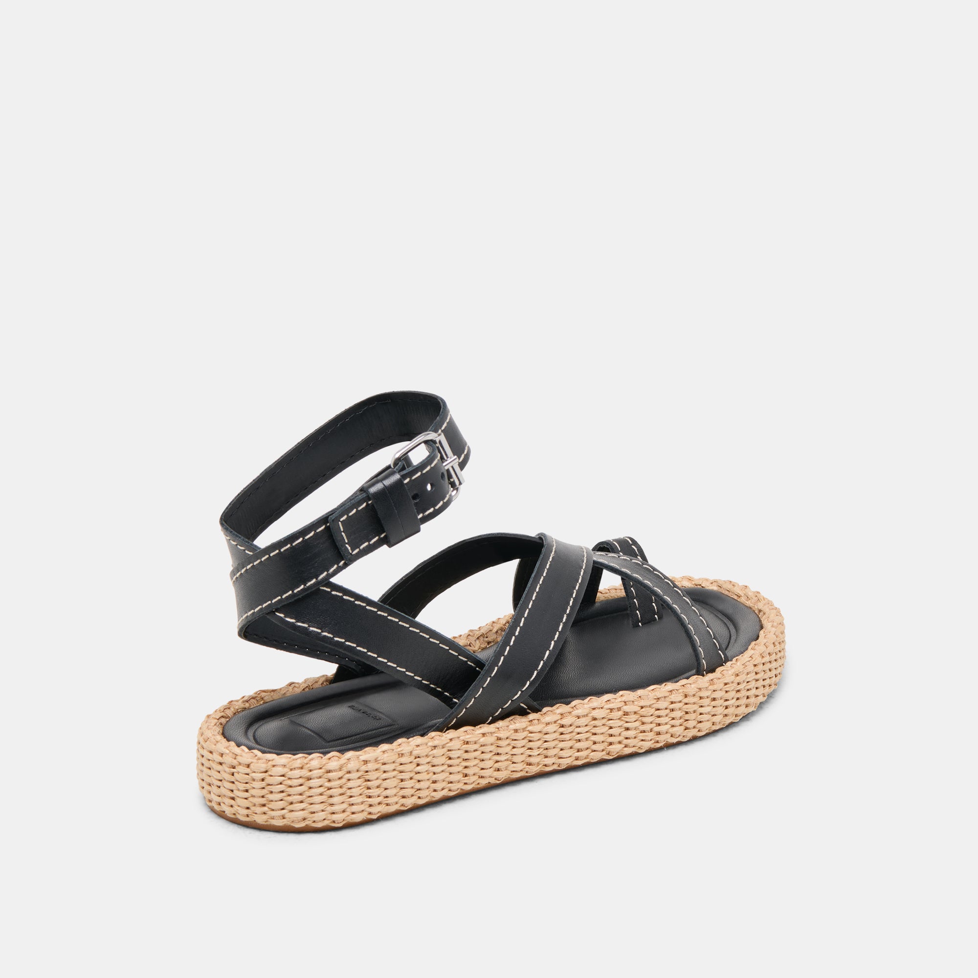ROXIE Women's Black Leather Sandals - Comfortable & Stylish for Summer, Beach, and Casual Outings