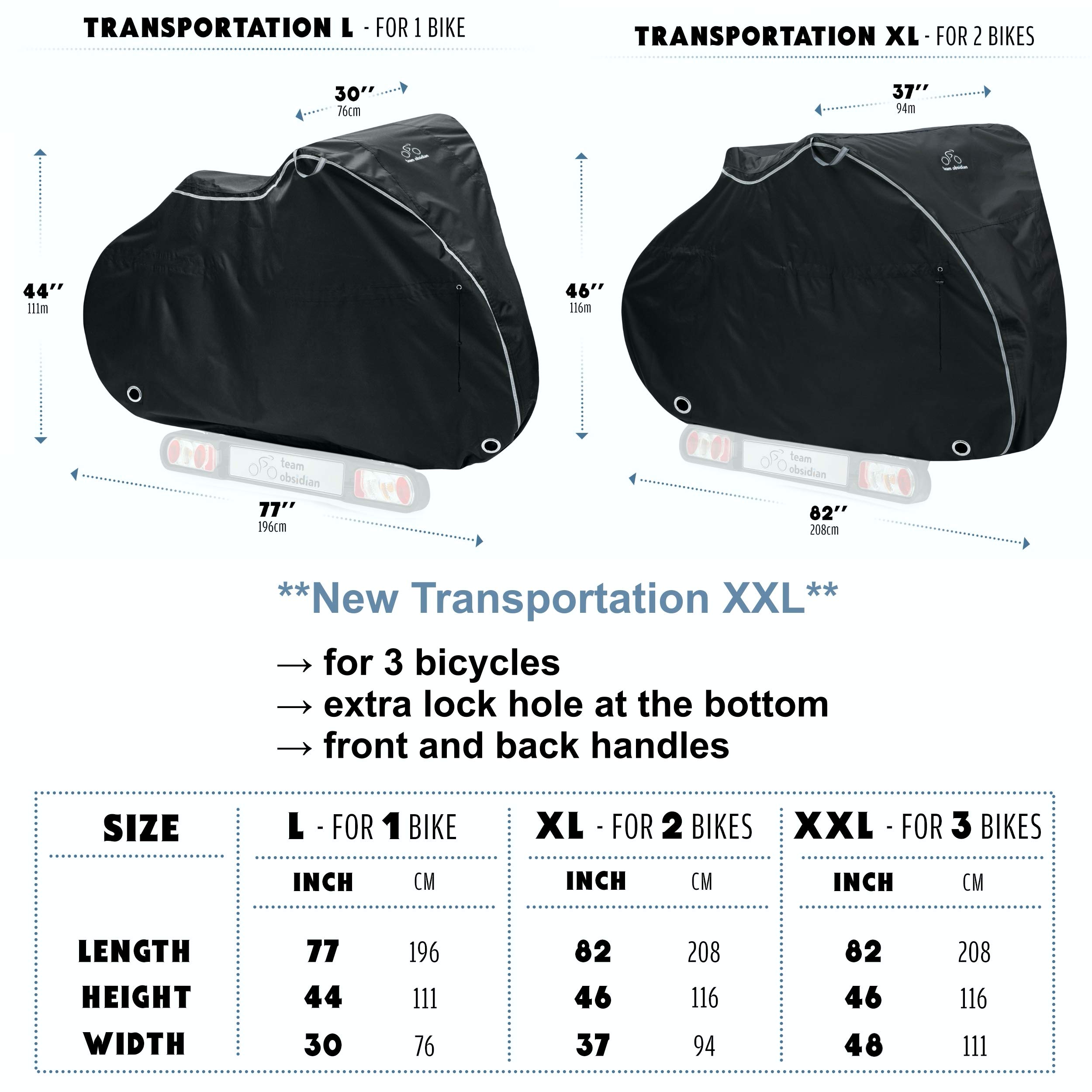 Team Obsidian Waterproof Bike Cover - Heavy Duty 300D Oxford Ripstop Tarp for 1-3 Bicycles | Outdoor Motorcycle & eBike Storage Protection | Perfect for Garage, Patio, RV and Camping Use
