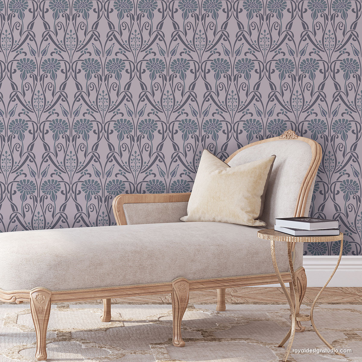 Ophelia Nouveau Floral Stencil - Decorative Wall Art Stencils for DIY Painting, Home Decor, and Craft Projects | Perfect for Bedroom, Living Room, and Wedding Decorations