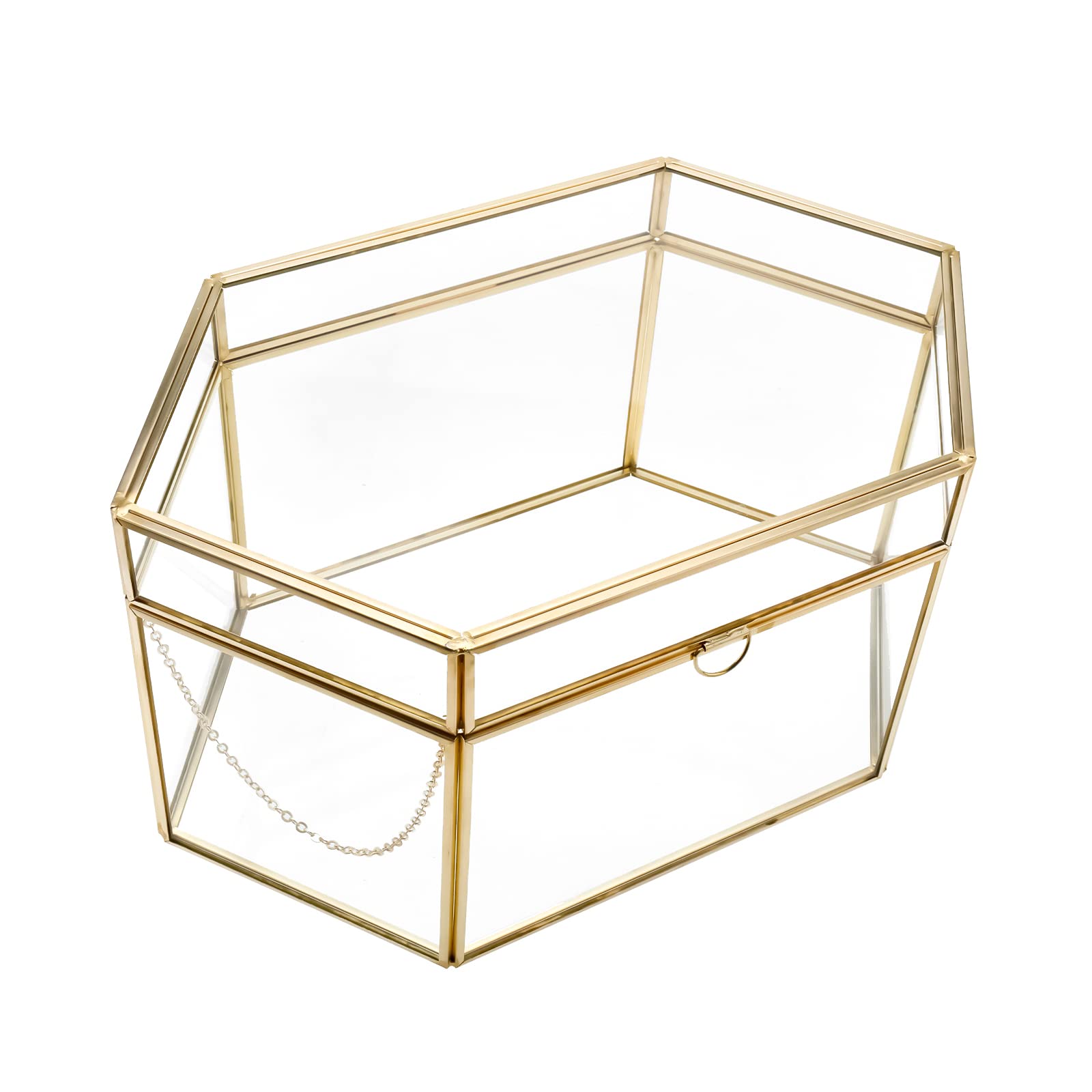 Handmade Clear Glass Display Box - Large Gold Terrarium for Wedding Crown, Reception Cards, Wishing Well & Keepsakes | Perfect for Wedding Decor, Gift Display & Home Decor