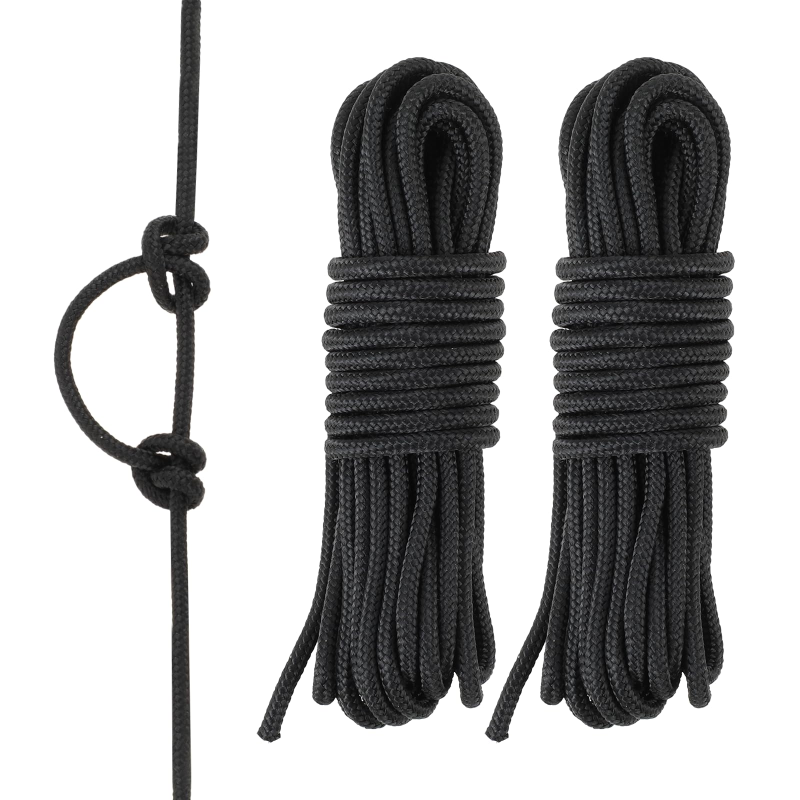 **Prasacco 2-Pack Black D Loop String for Compound Bow – 10 Feet/3 Meter Archery D Loop Rope with Buckle – Bowstring Serving Thread for Smooth Release – Perfect for Target Practice & Hunting**
