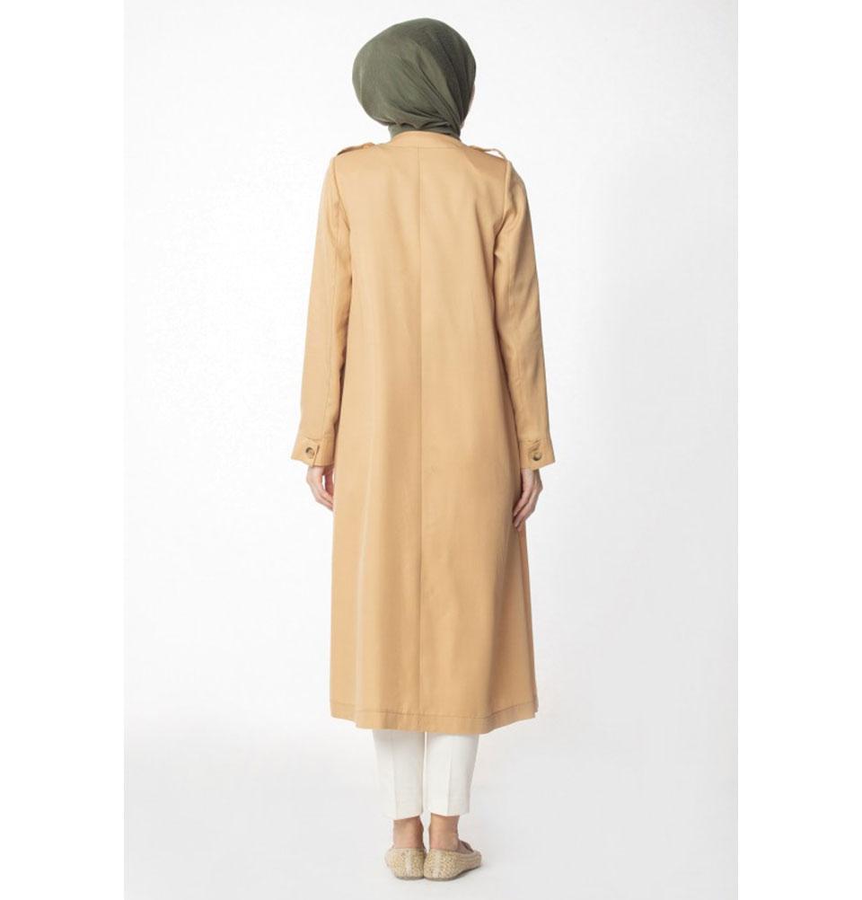 Abaci Modest Topcoat 13397 in Camel Color - Classic Long Coat for Women | Perfect for Office, Formal Events & Winter Outfits