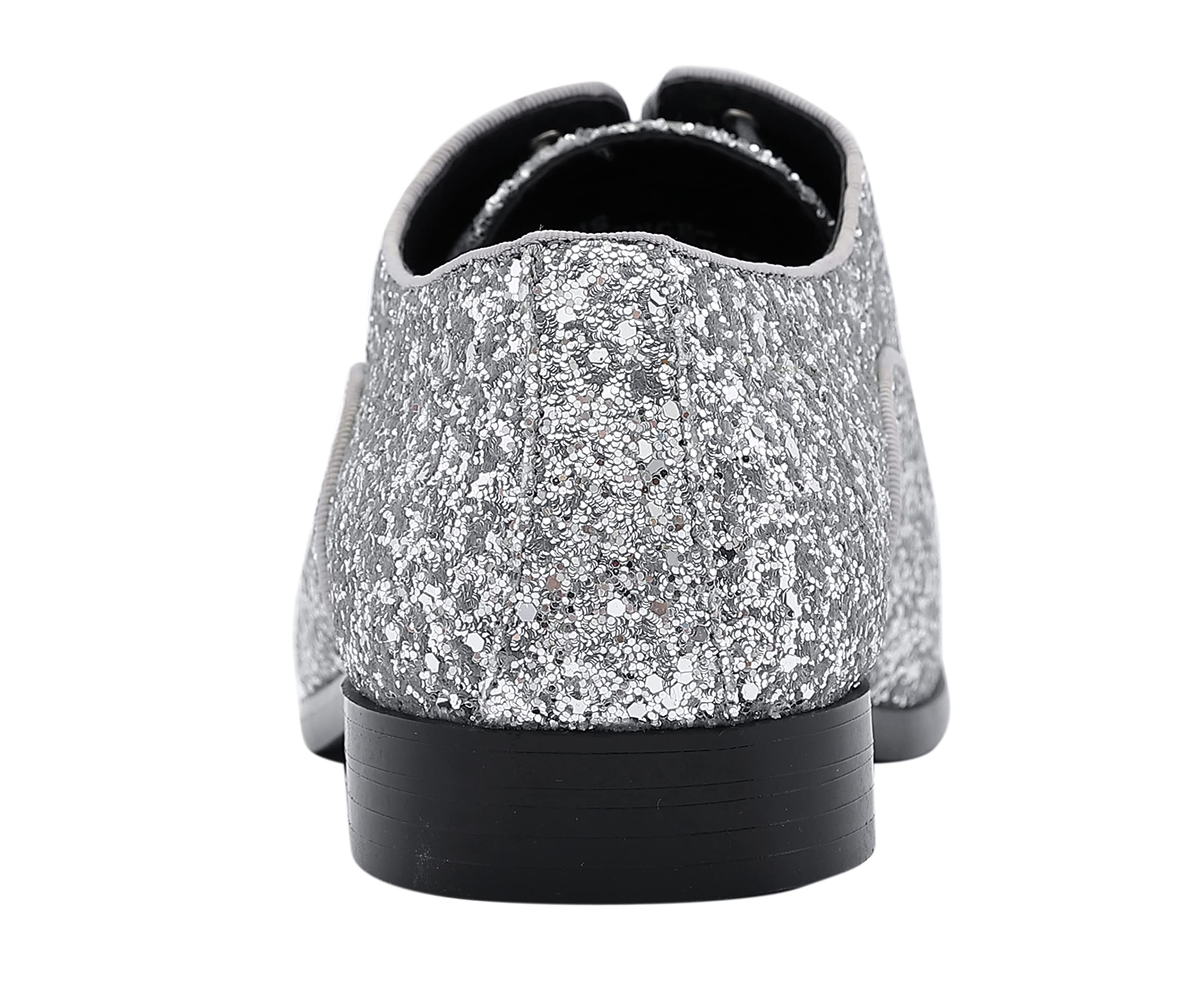 Sparkly Glitter Encrusted Men's Dress Loafers - Formal Tuxedo Slip-On Shoes for Weddings & Parties (Size Tip: Runs Large, Order 1/2 Size Down) - Perfect for Black Tie Events, Prom & Evening Occasions