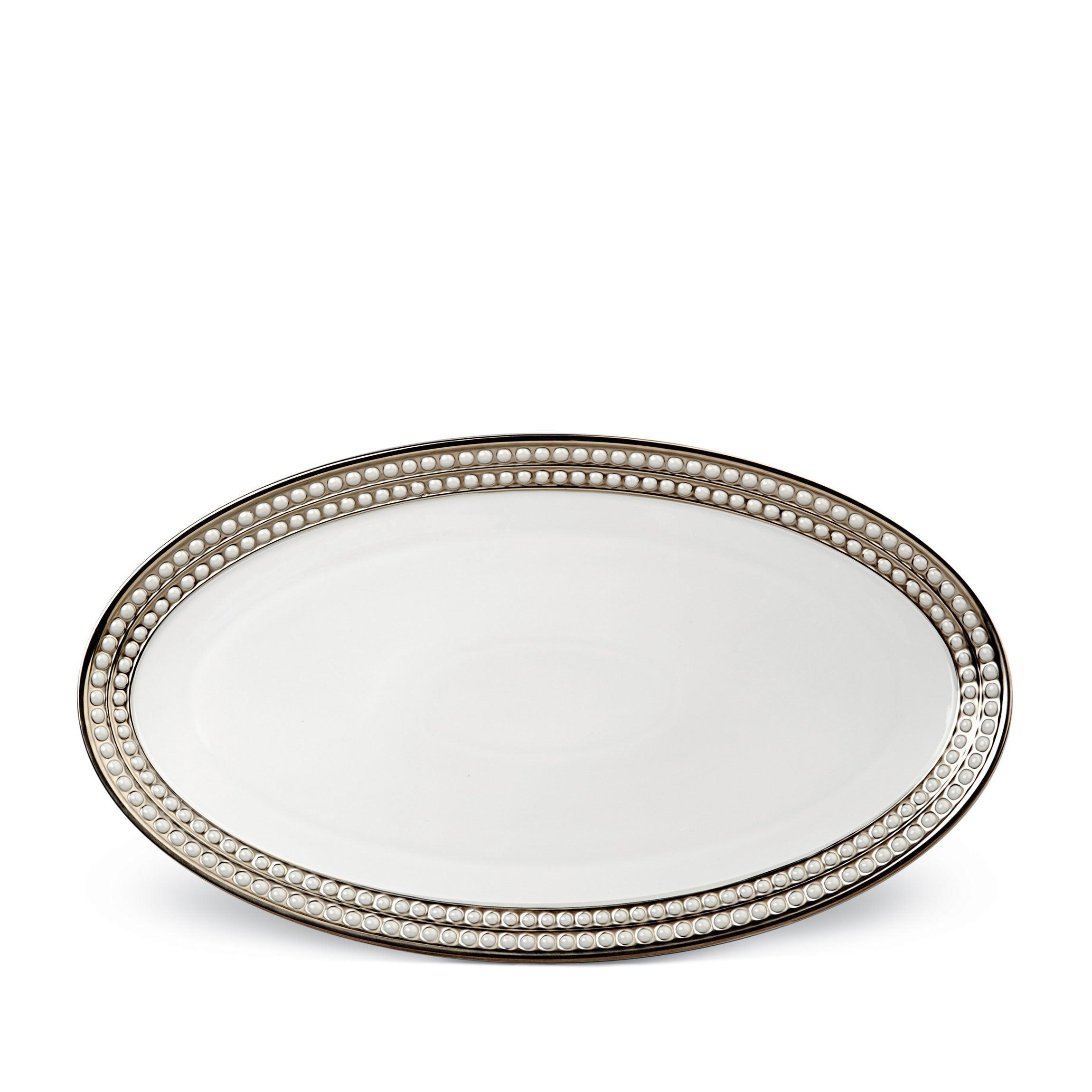 Perlée Oval Platter - Elegant Serving Tray for Dinner Parties, Home Decor & Entertaining | Durable Ceramic Appetizer Plate for Cheese, Fruits & Desserts