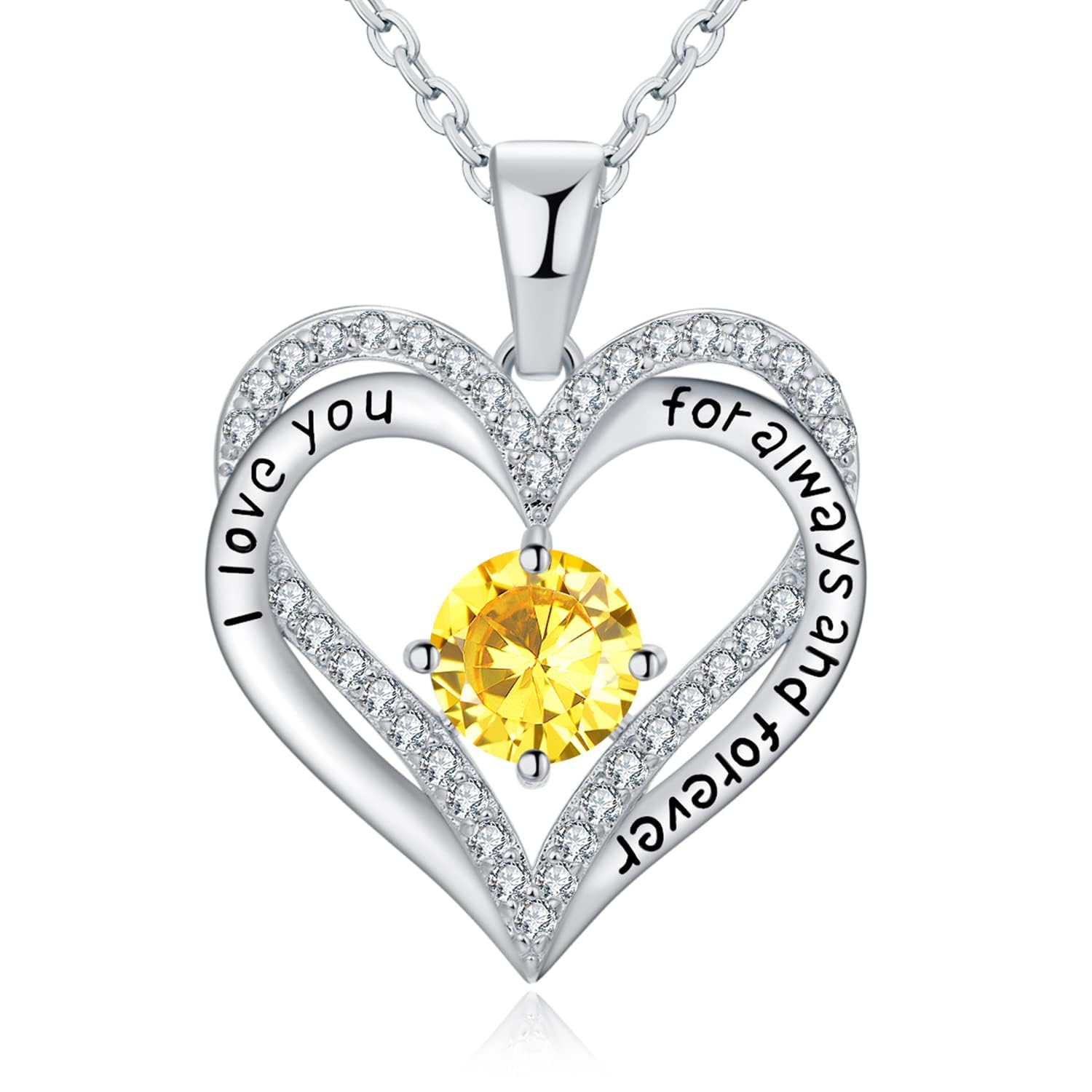 Heart Birthstone Necklace for Women - Sterling Silver 925 Personalized Pendant, Meaningful Anniversary & Birthday Gift for Wife, Mom, Daughter | Perfect for Valentine's Day, Mother's Day & Special Occasions