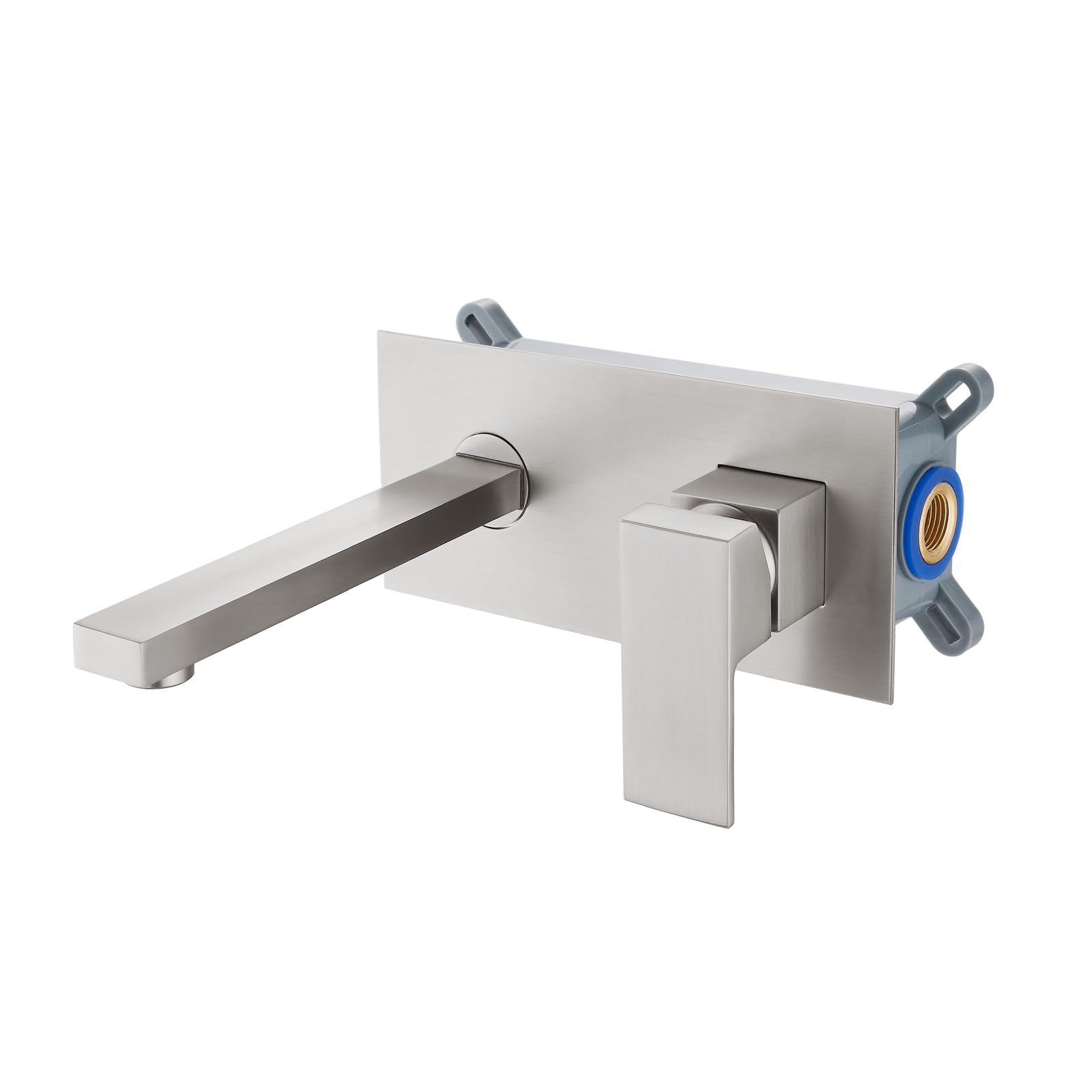 Wall Mount Bathroom Sink Faucet - Single Handle Brushed Nickel Lavatory Vanity Basin Mixer Tap with Rough-in Valve | Perfect for Modern Bathrooms, Powder Rooms & Small Spaces